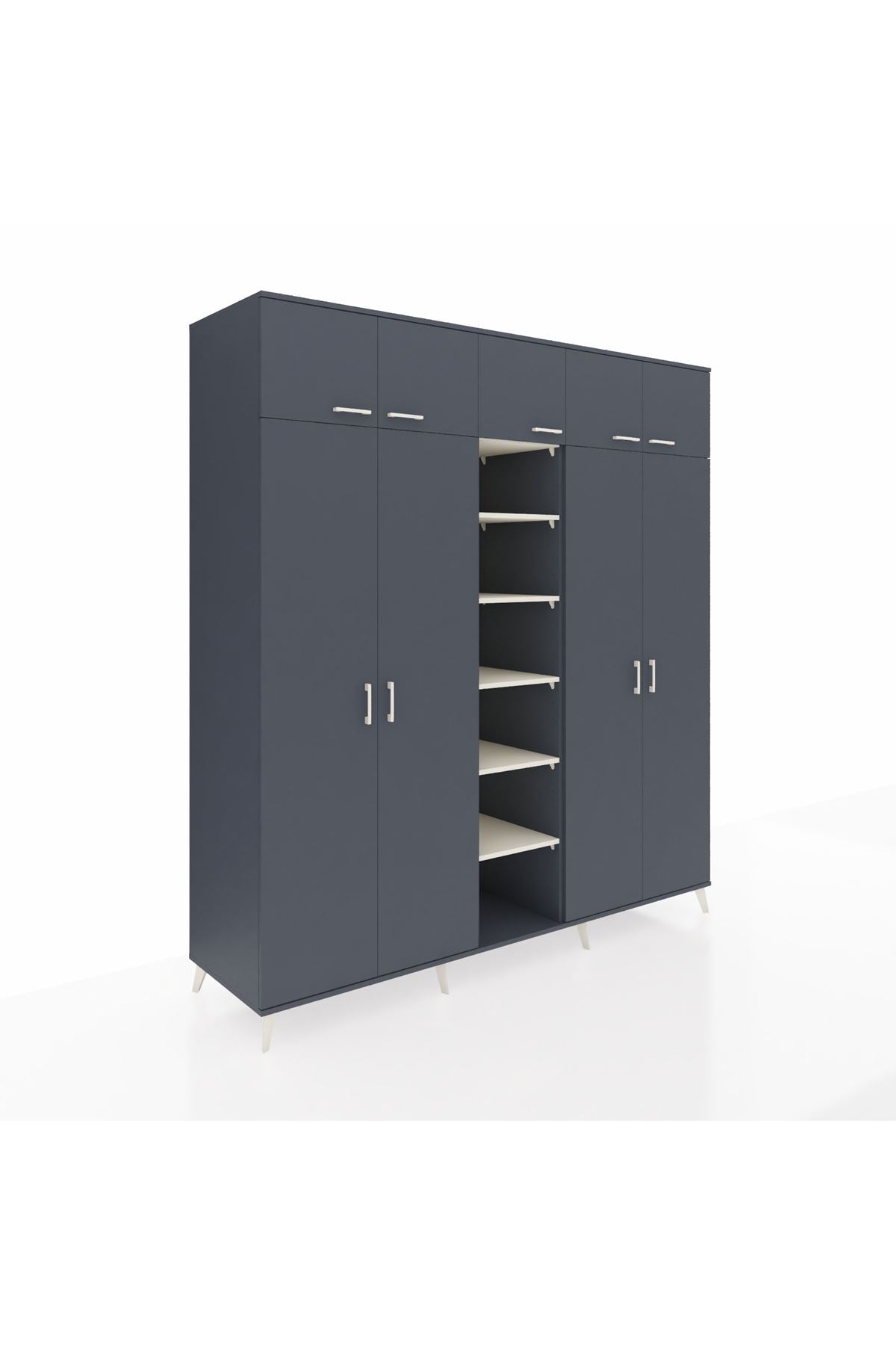 Kronos Dolap 18 Raflı 9 Kapaklı 220x59x243 Antrasit-Antrasit/Aytaşı