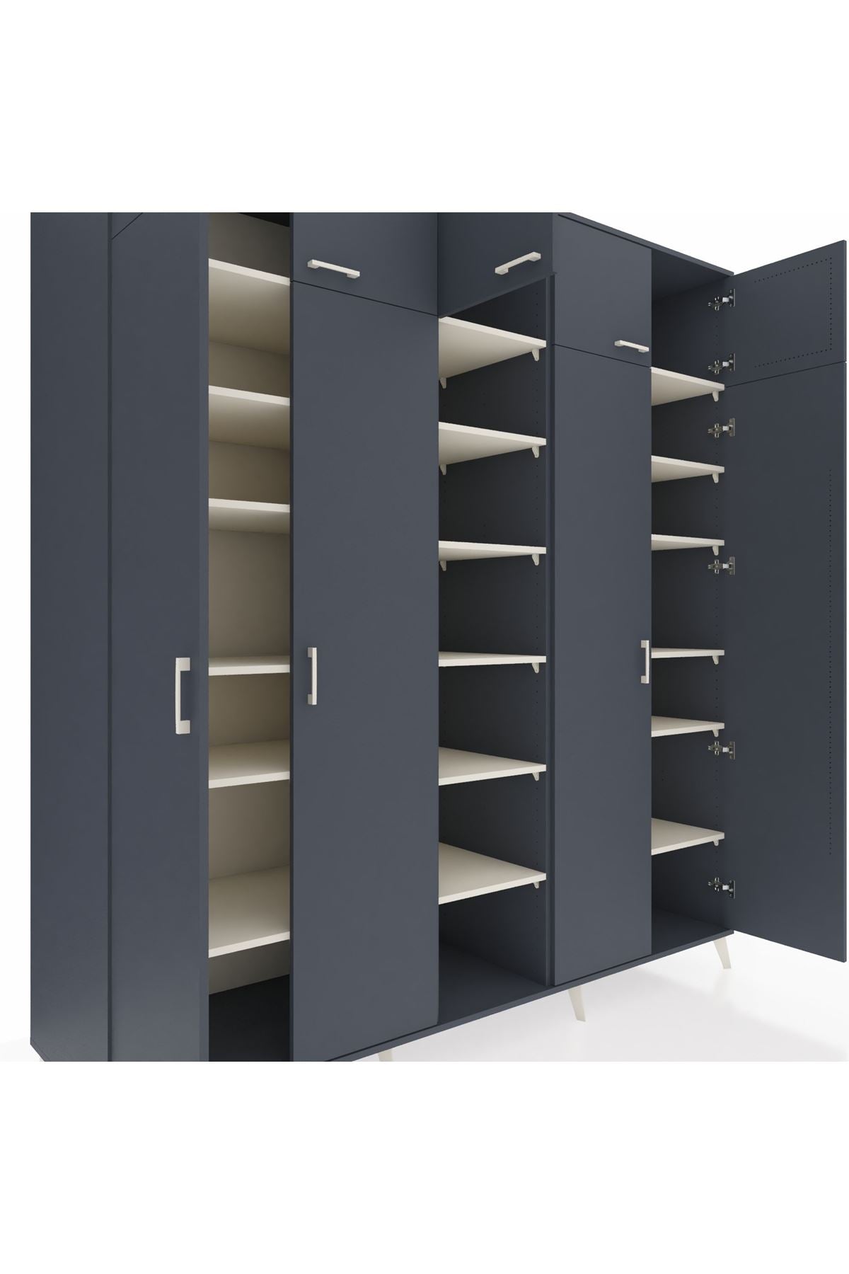 Kronos Dolap 18 Raflı 9 Kapaklı 220x59x243 Antrasit-Antrasit/Aytaşı