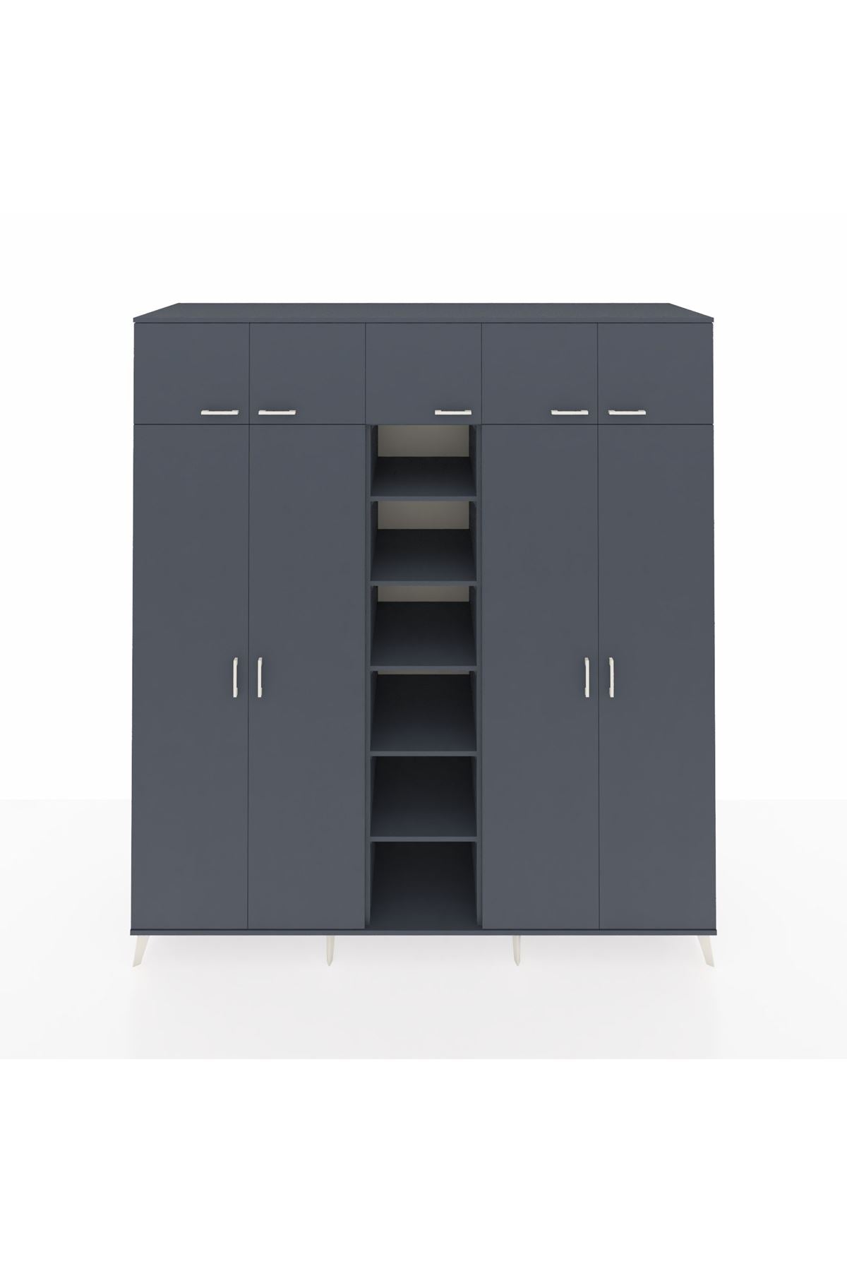 Kronos Dolap 18 Raflı 9 Kapaklı 220x59x243 Antrasit-Antrasit/Antrasit