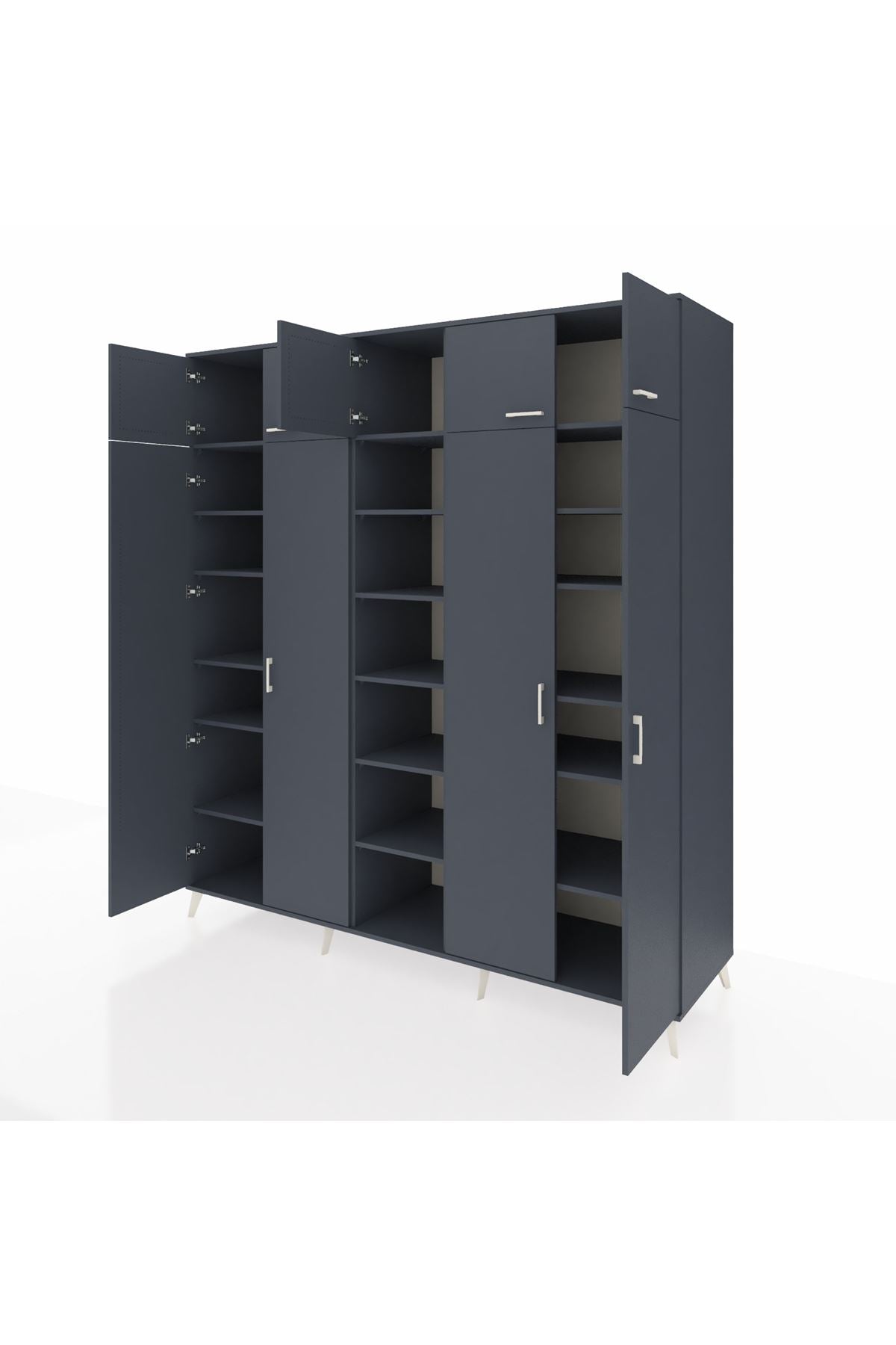 Kronos Dolap 18 Raflı 9 Kapaklı 220x59x243 Antrasit-Antrasit/Antrasit