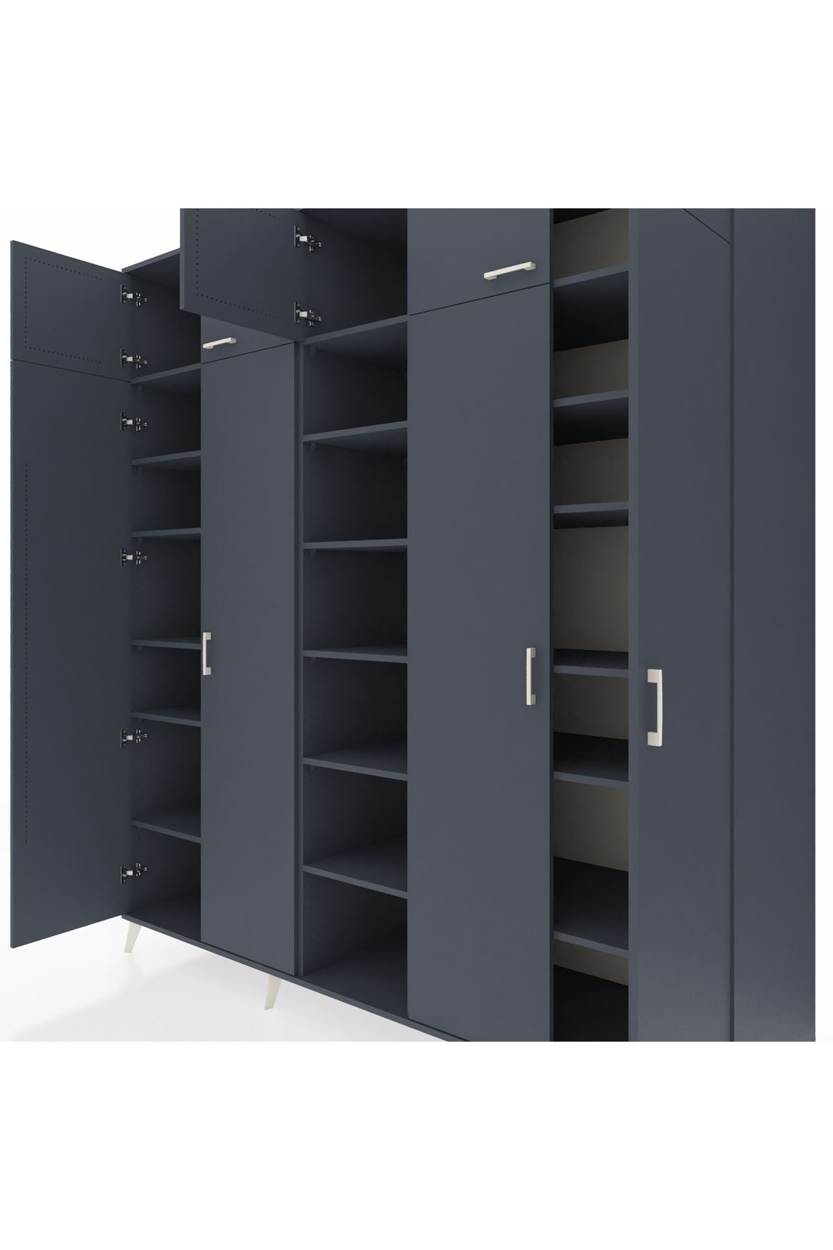 Kronos Dolap 18 Raflı 9 Kapaklı 220x59x243 Antrasit-Antrasit/Antrasit