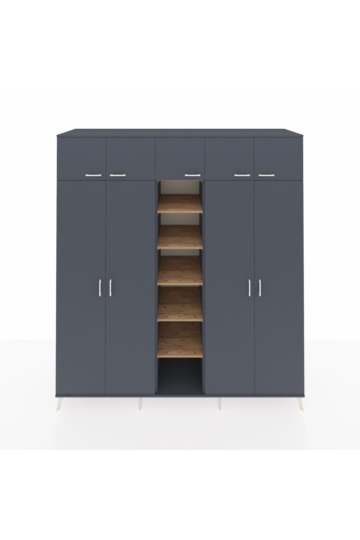 Kronos Dolap 18 Raflı 9 Kapaklı 220x59x243 Antrasit-Antrasit/Çam