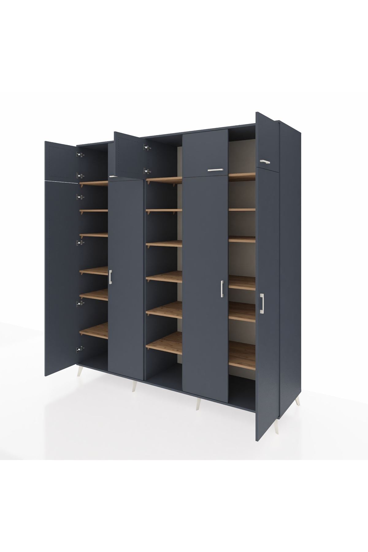 Kronos Dolap 18 Raflı 9 Kapaklı 220x59x243 Antrasit-Antrasit/Çam