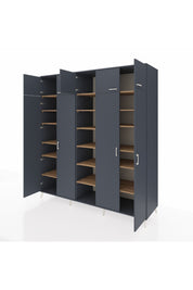 Kronos Dolap 18 Raflı 9 Kapaklı 220x59x243 Antrasit-Antrasit/Çam