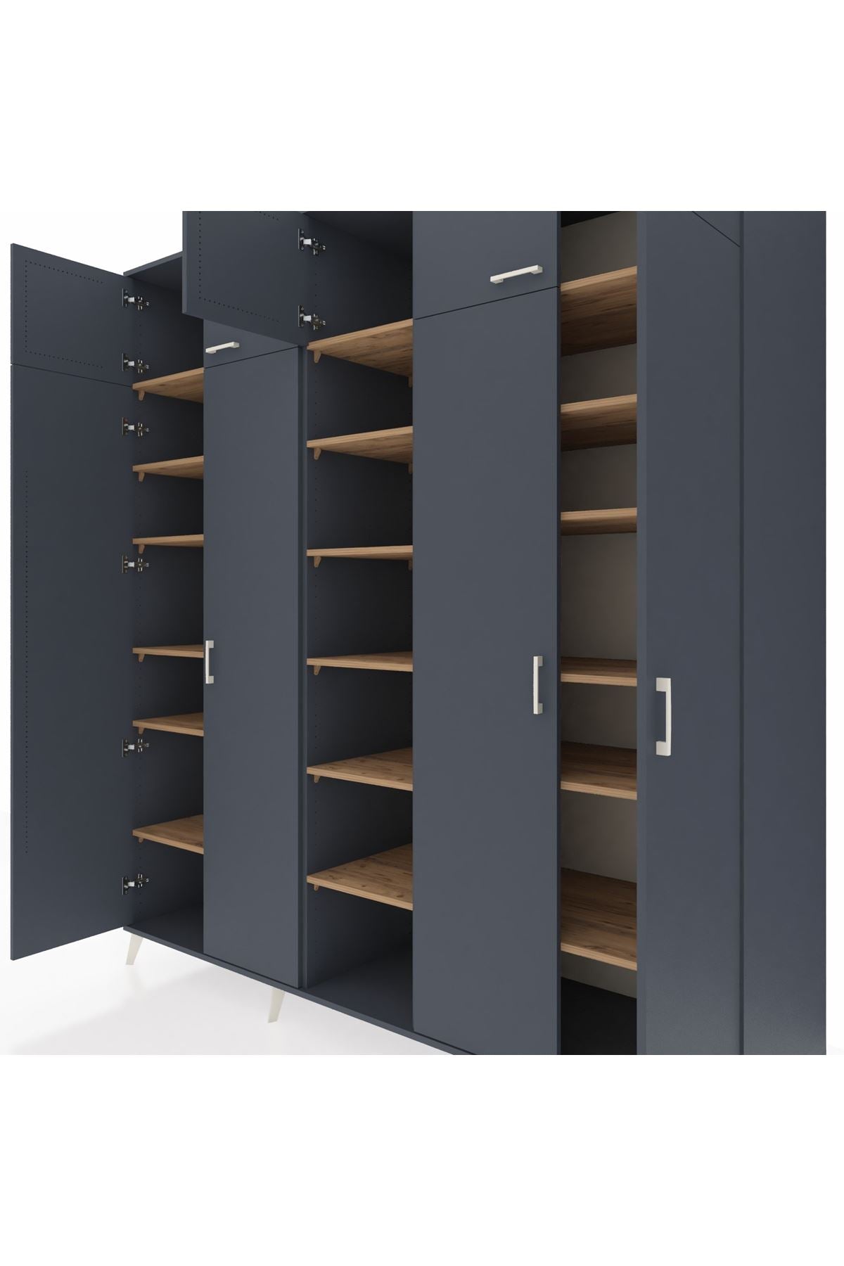 Kronos Dolap 18 Raflı 9 Kapaklı 220x59x243 Antrasit-Antrasit/Çam