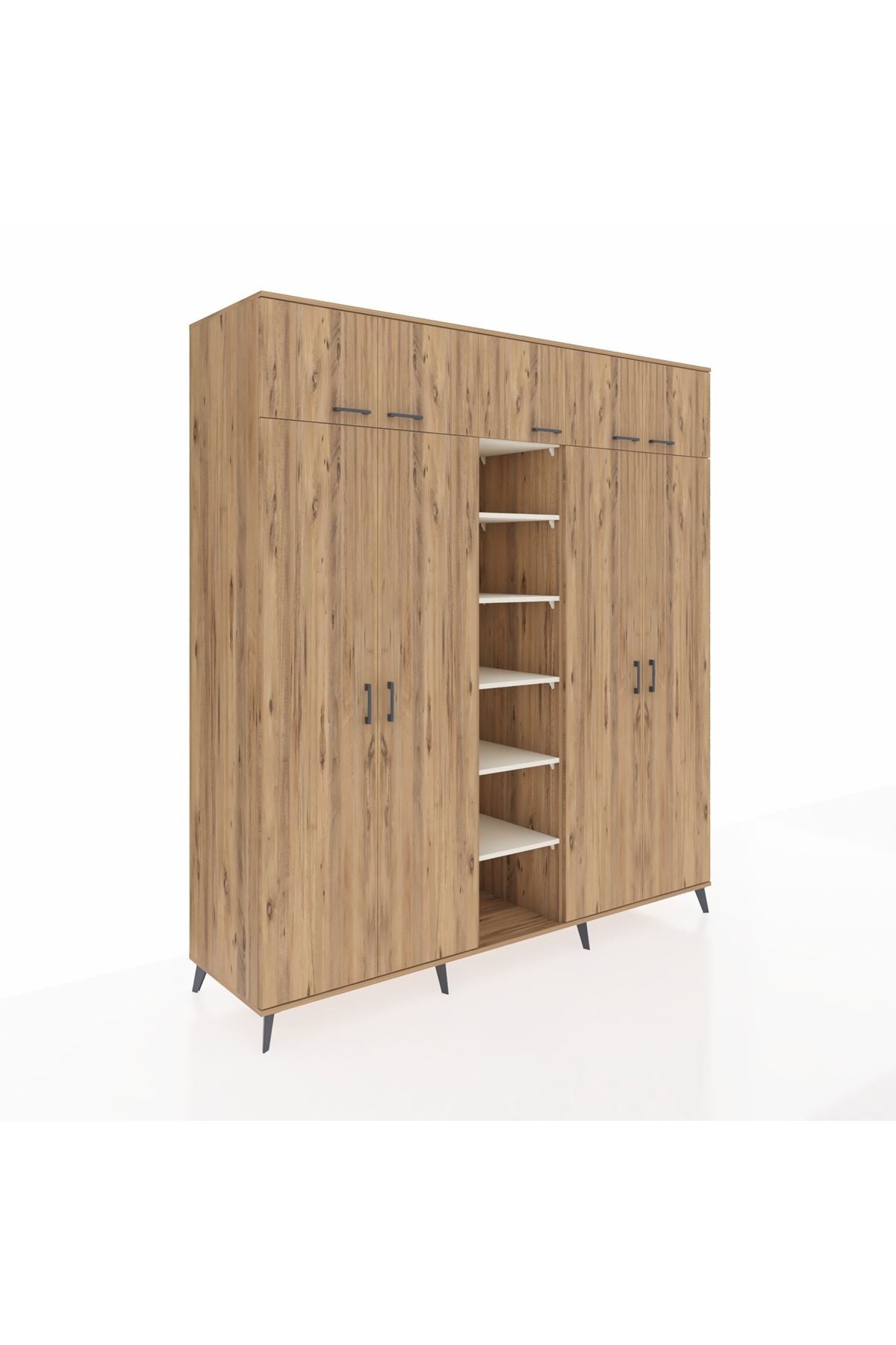 Kronos Dolap 18 Raflı 9 Kapaklı 220x59x243 Çam-Çam/Aytaşı