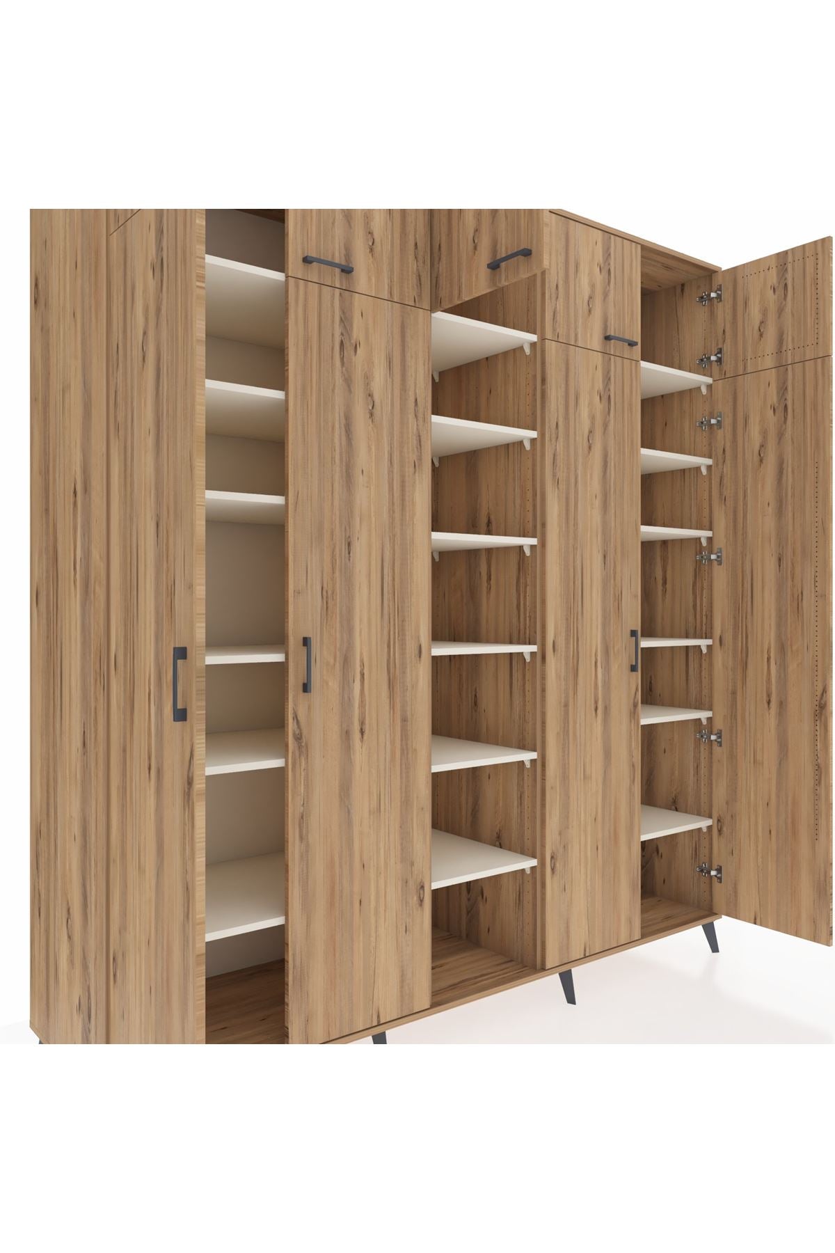 Kronos Dolap 18 Raflı 9 Kapaklı 220x59x243 Çam-Çam/Aytaşı