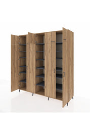 Kronos Dolap 18 Raflı 9 Kapaklı 220x59x243 Çam-Çam/Antrasit