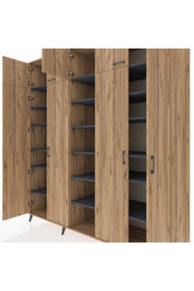 Kronos Dolap 18 Raflı 9 Kapaklı 220x59x243 Çam-Çam/Antrasit