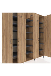 Kronos Dolap 18 Raflı 9 Kapaklı 220x59x243 Çam-Çam/Antrasit