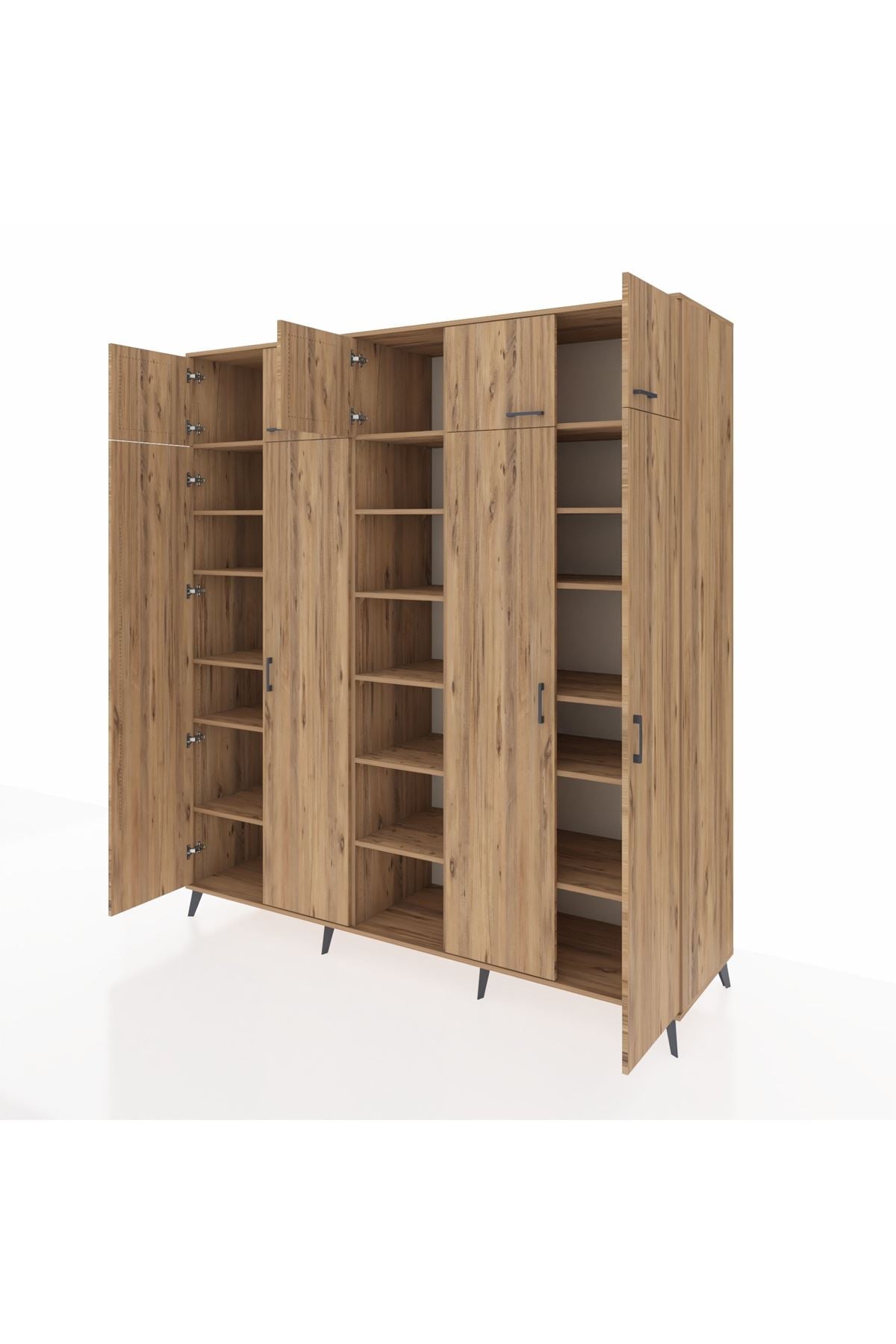 Kronos Dolap 18 Raflı 9 Kapaklı 220x59x243 Çam-Çam/Çam