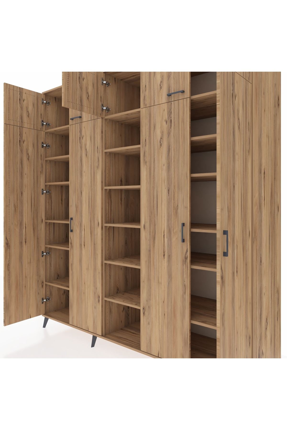 Kronos Dolap 18 Raflı 9 Kapaklı 220x59x243 Çam-Çam/Çam