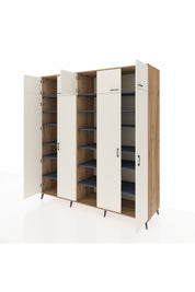 Kronos Dolap 18 Raflı 9 Kapaklı 220x59x243 Çam-Aytaşı/Antrasit