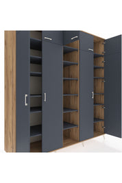 Kronos Dolap 18 Raflı 9 Kapaklı 220x59x243 Çam-Antrasit/Antrasit