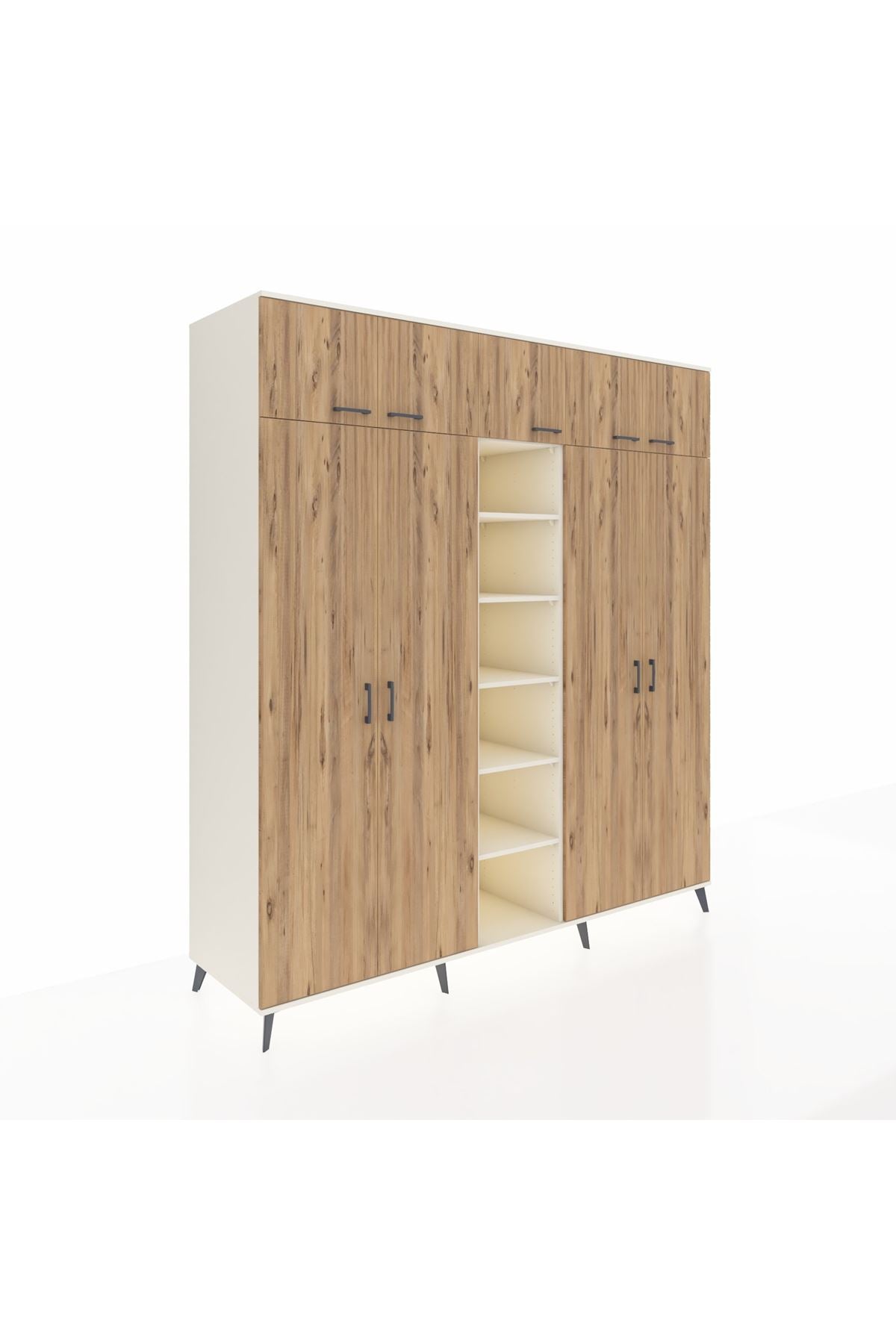 Kronos Dolap 12 Raflı 9 Kapaklı 2 Askılı 220x59x243 Aytaşı-Çam/Aytaşı