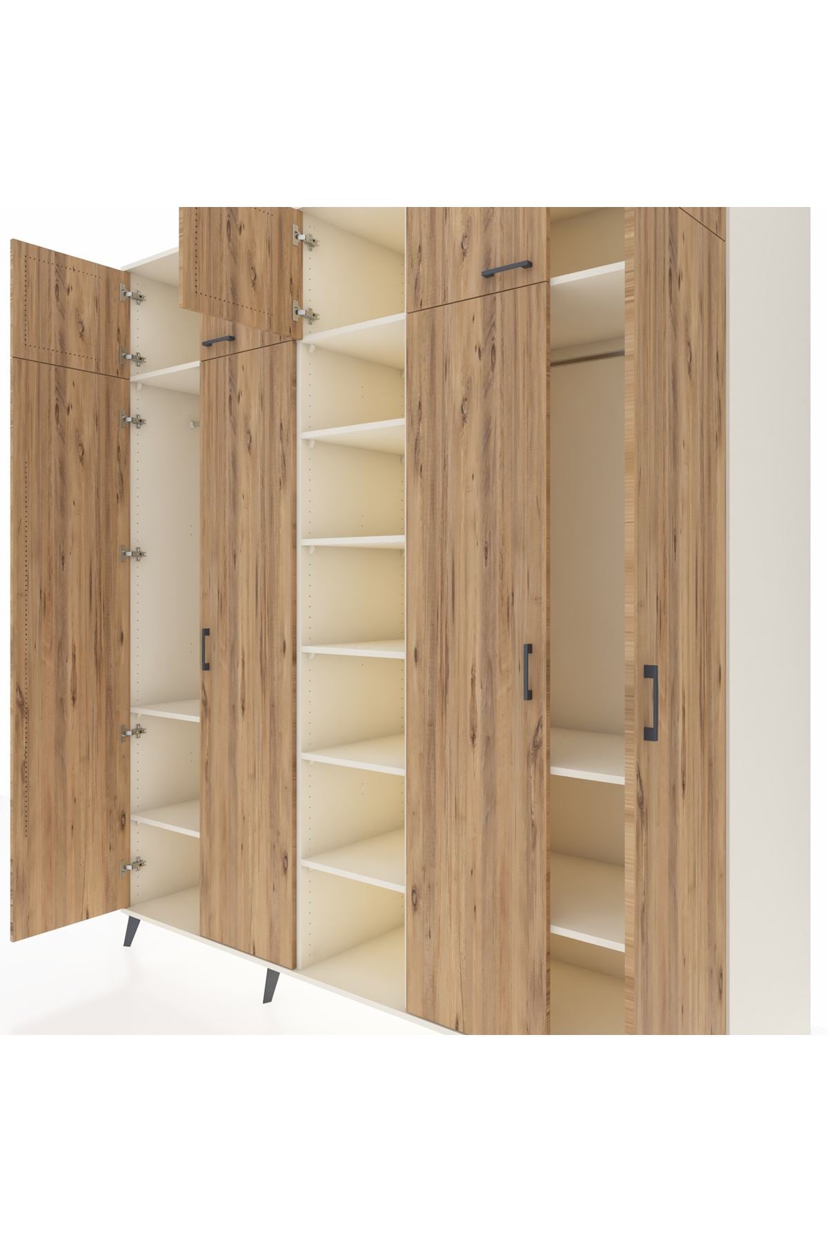 Kronos Dolap 12 Raflı 9 Kapaklı 2 Askılı 220x59x243 Aytaşı-Çam/Aytaşı