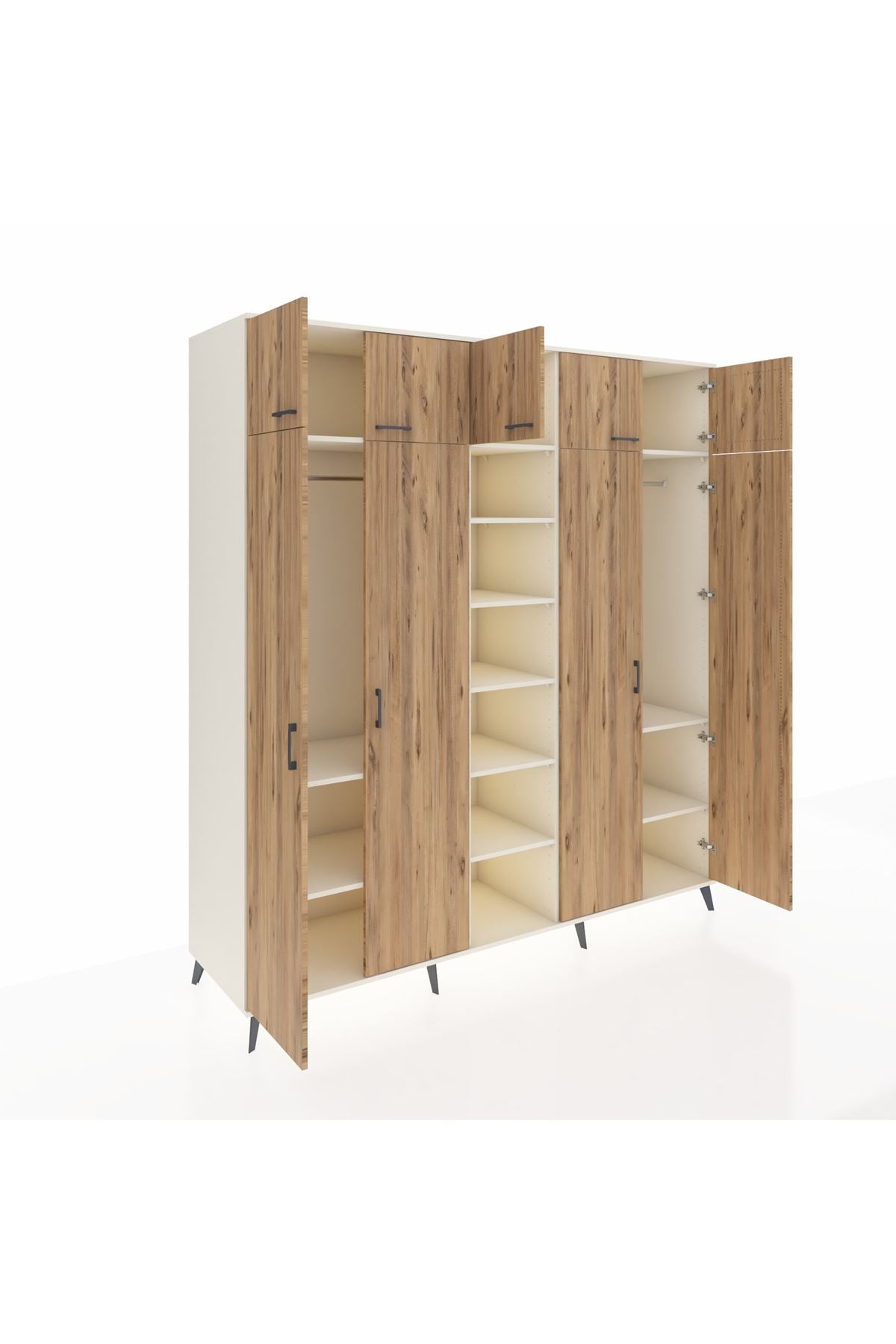 Kronos Dolap 12 Raflı 9 Kapaklı 2 Askılı 220x59x243 Aytaşı-Çam/Aytaşı