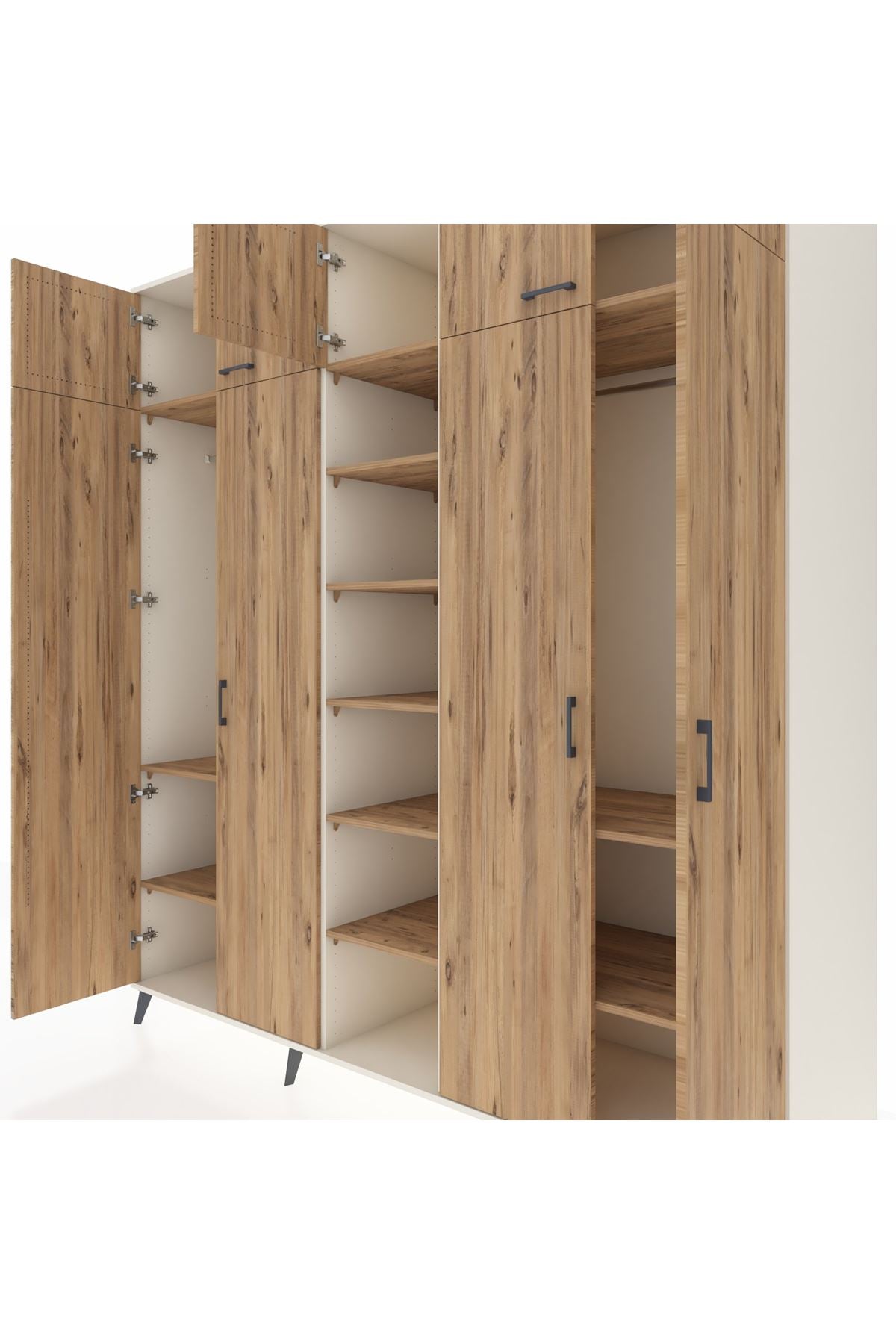 Kronos Dolap 12 Raflı 9 Kapaklı 2 Askılı 220x59x243 Aytaşı-Çam/Çam