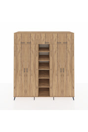 Kronos Dolap 12 Raflı 9 Kapaklı 2 Askılı 220x59x243 Çam-Çam/Çam