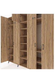 Kronos Dolap 12 Raflı 9 Kapaklı 2 Askılı 220x59x243 Çam-Çam/Çam