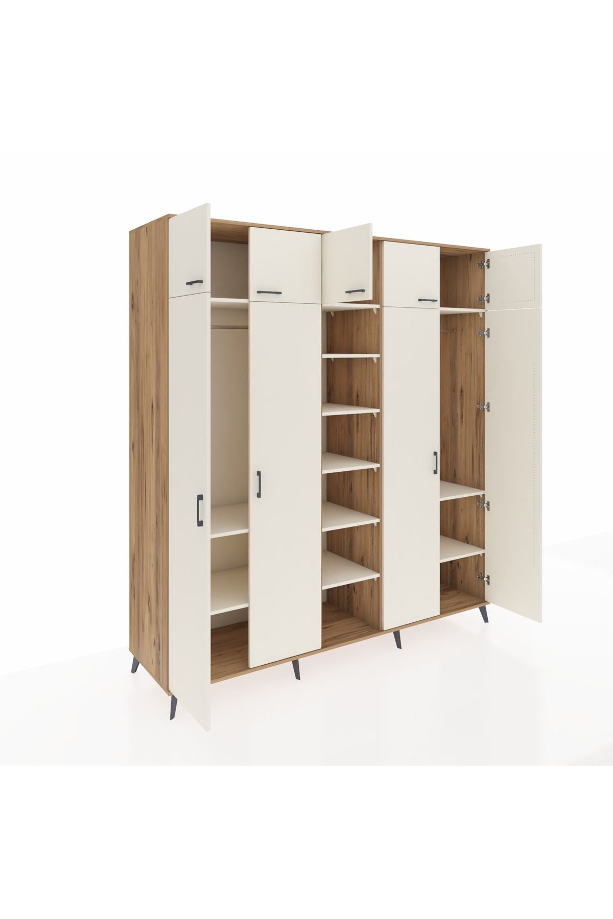 Kronos Dolap 12 Raflı 9 Kapaklı 2 Askılı 220x59x243 Çam-Aytaşı/Aytaşı