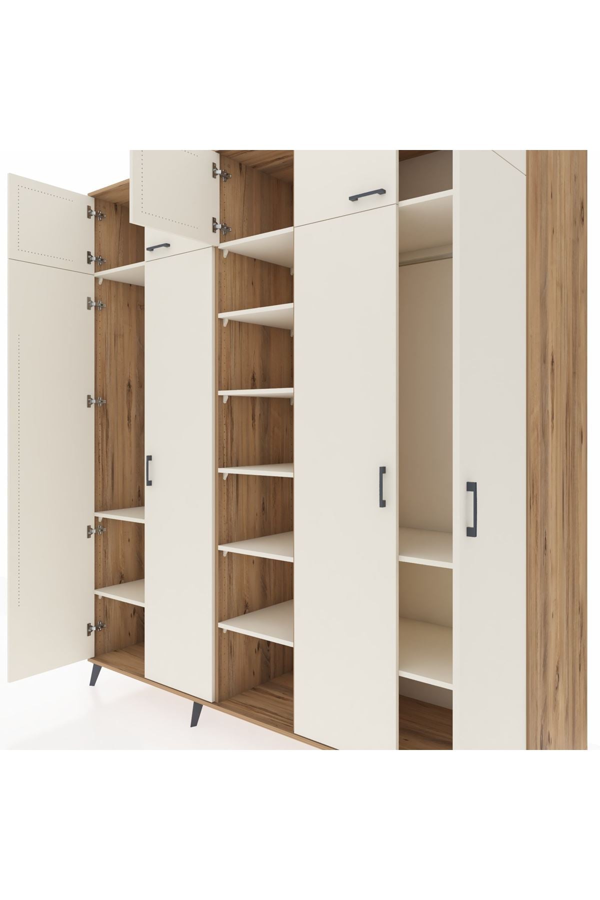 Kronos Dolap 12 Raflı 9 Kapaklı 2 Askılı 220x59x243 Çam-Aytaşı/Aytaşı