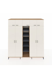 Kronos Dolap 12 Raflı 9 Kapaklı 2 Askılı 220x59x243 Çam-Aytaşı/Antrasit