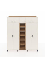 Kronos Dolap 12 Raflı 9 Kapaklı 2 Askılı 220x59x243 Çam-Aytaşı/Çam