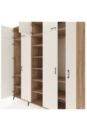 Kronos Dolap 12 Raflı 9 Kapaklı 2 Askılı 220x59x243 Çam-Aytaşı/Çam