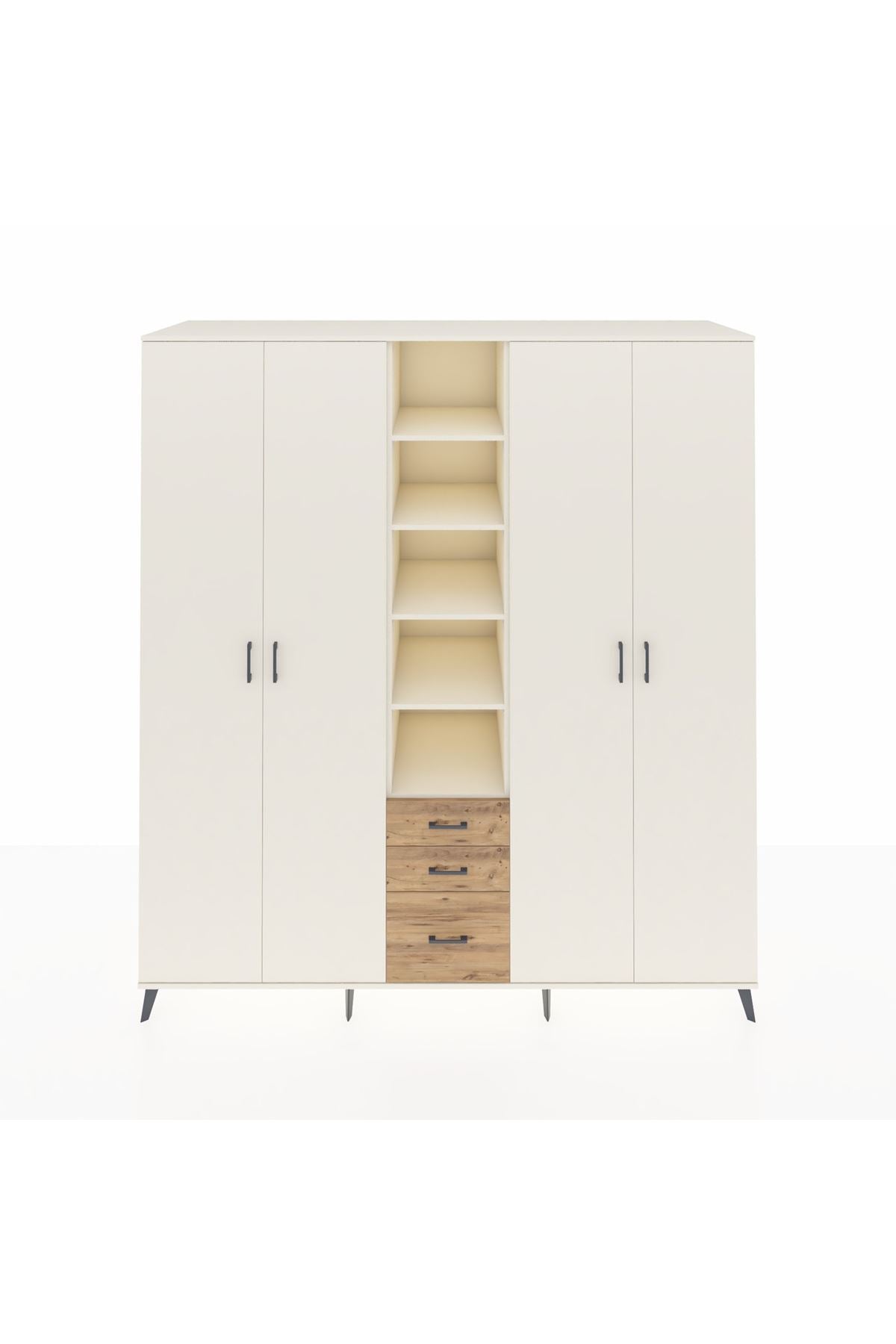 Kronos Dolap 17 Raflı 3 Çekmeceli 4 Kapaklı 220x59x243 Aytaşı-Aytaşı/Çam