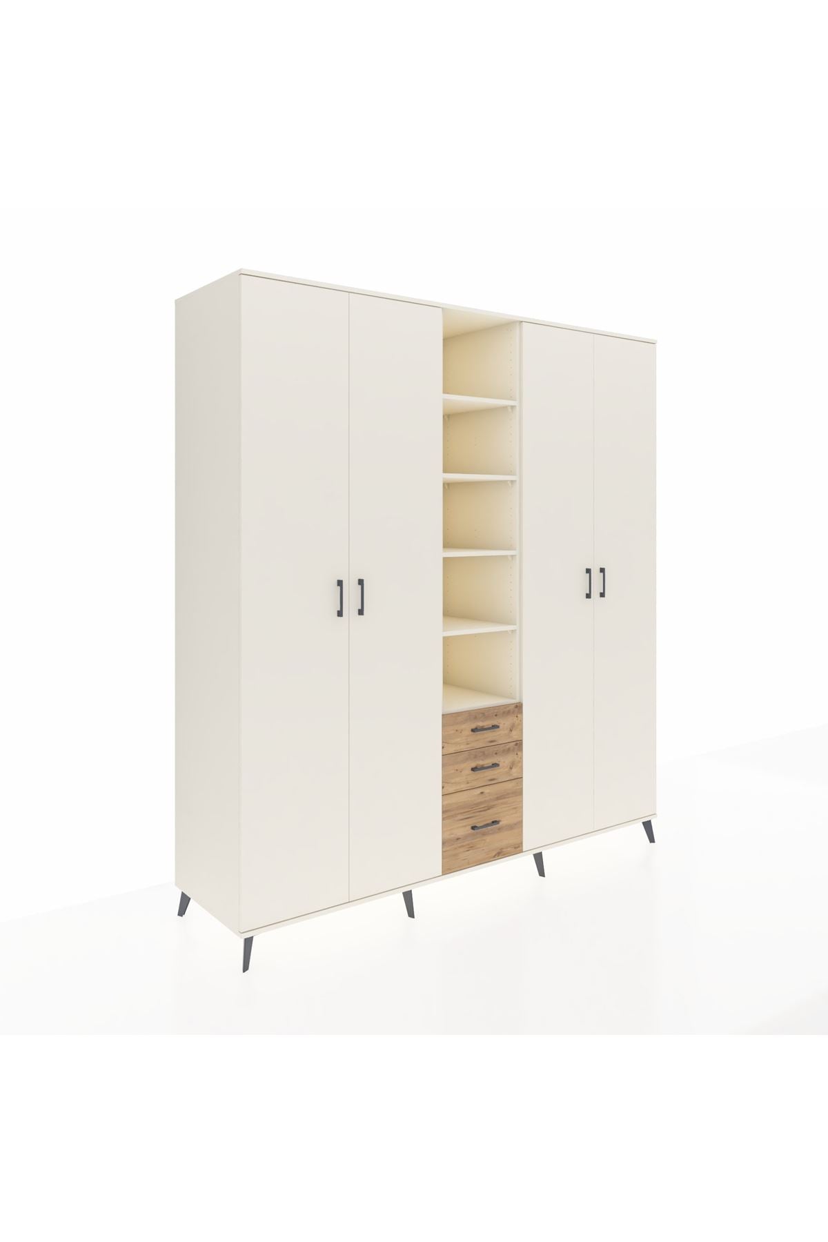 Kronos Dolap 17 Raflı 3 Çekmeceli 4 Kapaklı 220x59x243 Aytaşı-Aytaşı/Çam