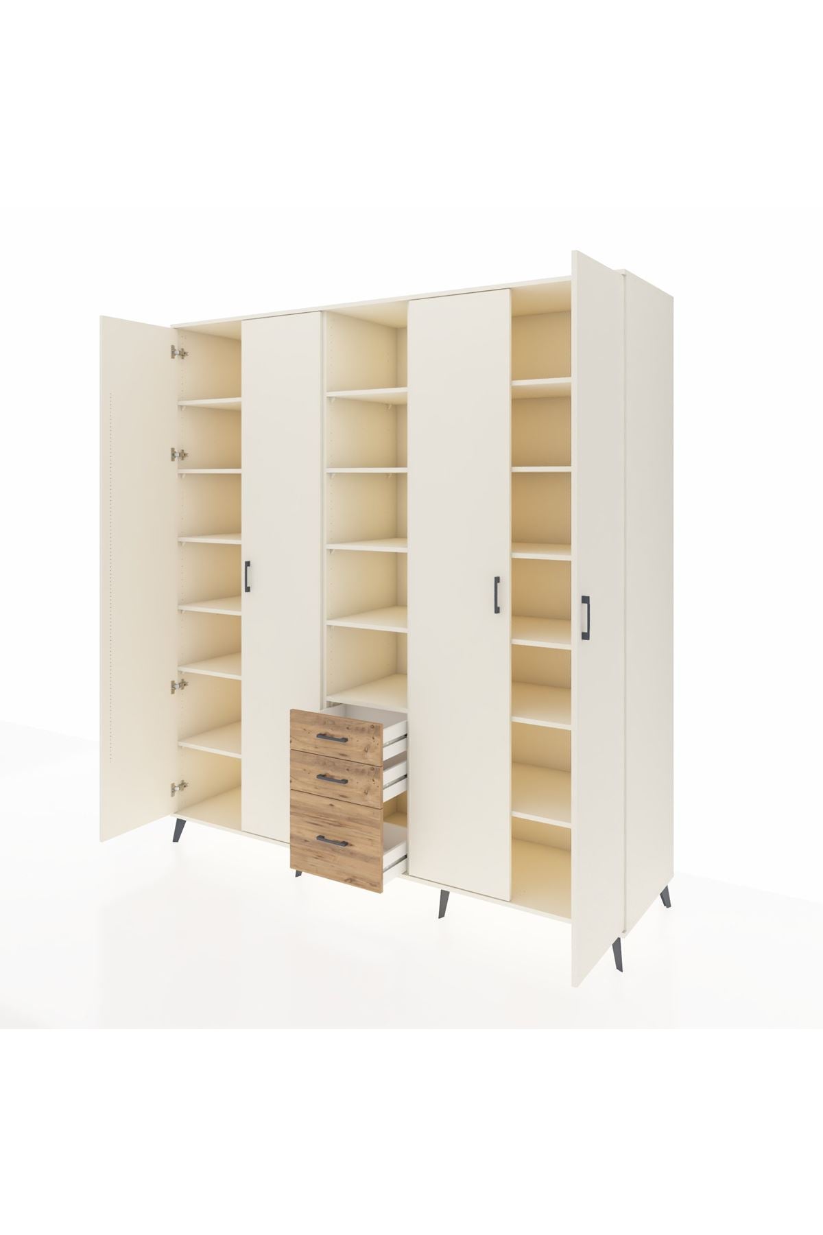 Kronos Dolap 17 Raflı 3 Çekmeceli 4 Kapaklı 220x59x243 Aytaşı-Aytaşı/Çam