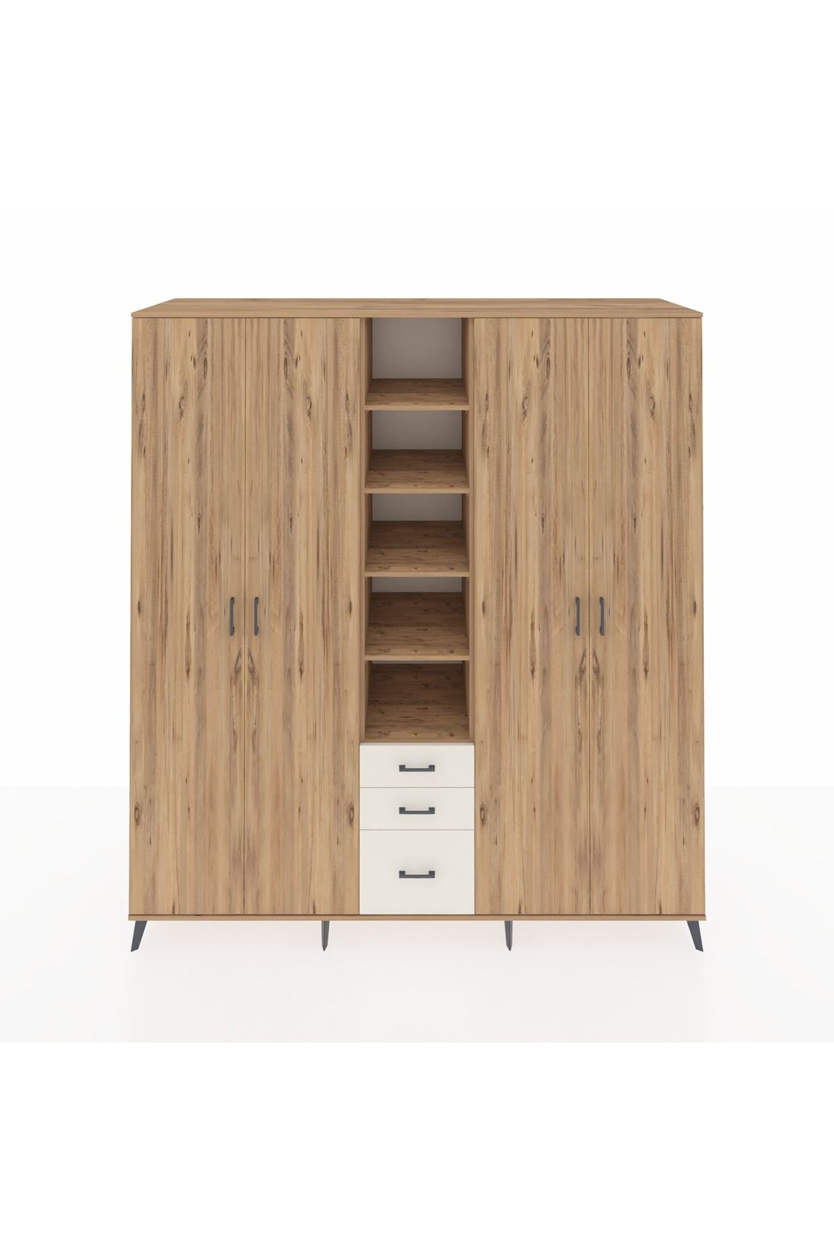 Kronos Dolap 17 Raflı 3 Çekmeceli 4 Kapaklı 220x59x243 Çam-Çam/Aytaşı