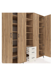 Kronos Dolap 17 Raflı 3 Çekmeceli 4 Kapaklı 220x59x243 Çam-Çam/Aytaşı