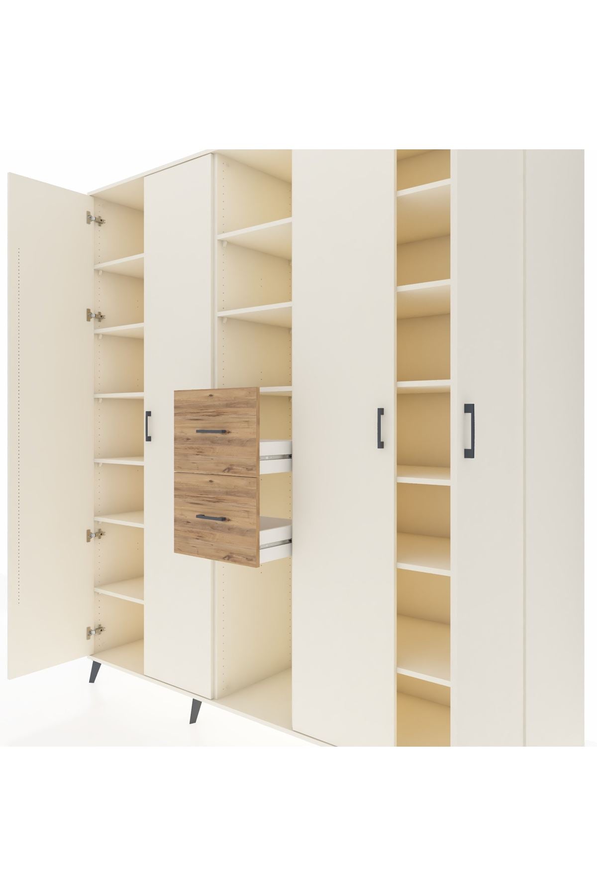 Kronos Dolap 15 Raflı 2 Çekmeceli 4 Kapaklı 220x59x243 - S784M018V06C