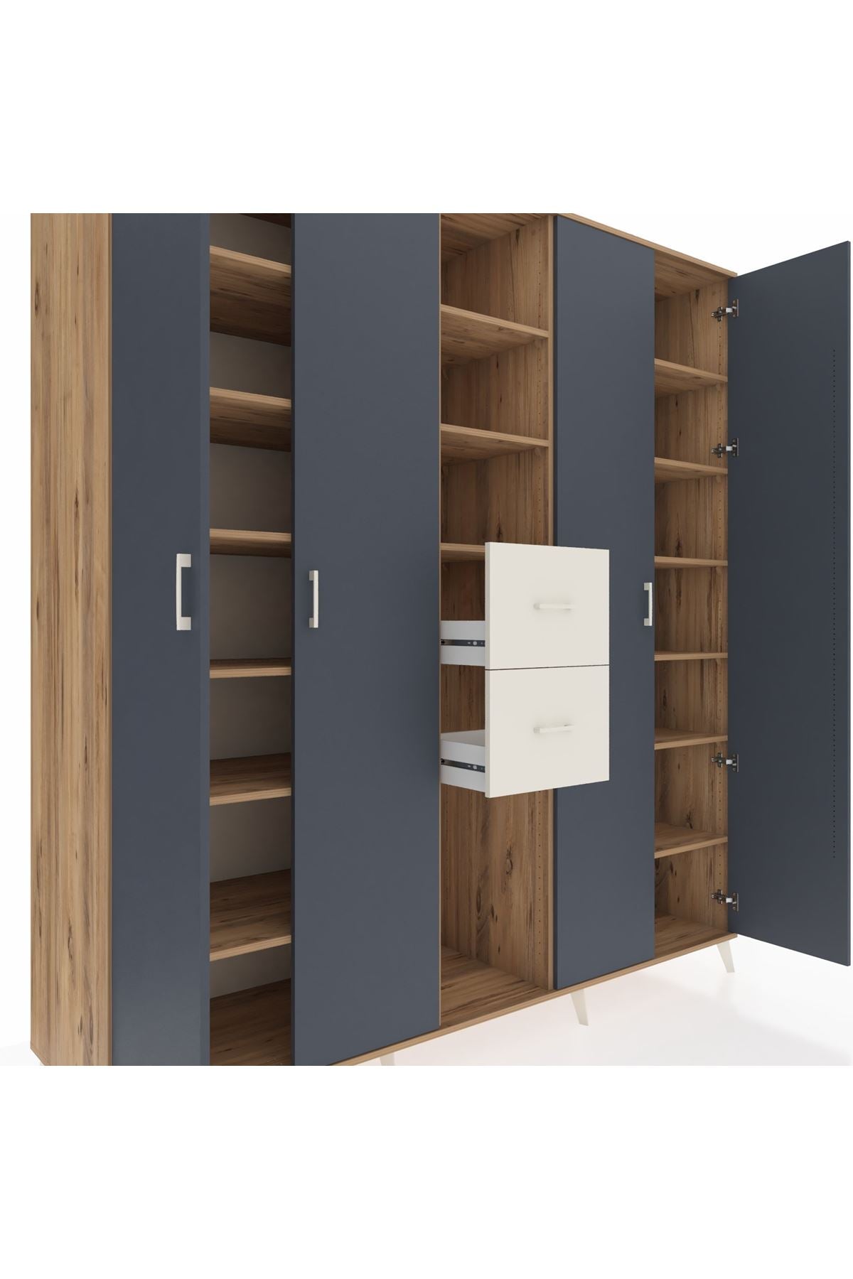 Kronos Dolap 15 Raflı 2 Çekmeceli 4 Kapaklı 220x59x243 - S784M018V25C