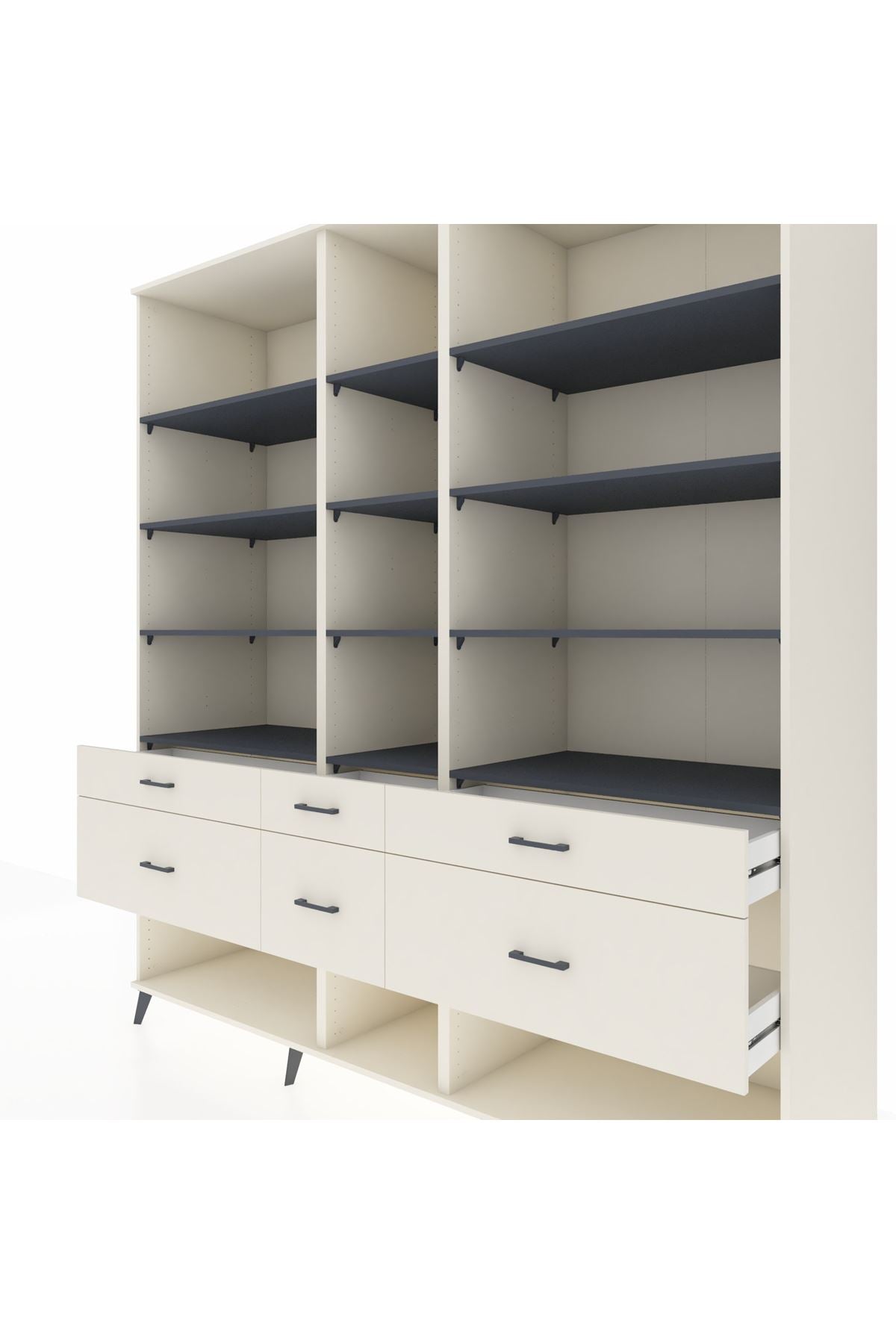 Kronos Dolap 12 Raflı 6 Çekmeceli 220x59x243 - S784M019V07C