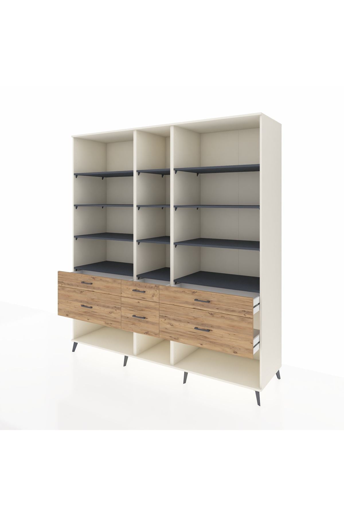 Kronos Dolap 12 Raflı 6 Çekmeceli 220x59x243 - S784M019V09C