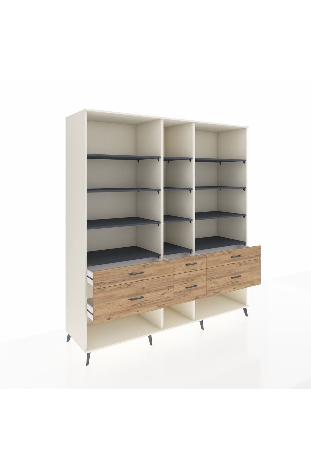 Kronos Dolap 12 Raflı 6 Çekmeceli 220x59x243 - S784M019V09C