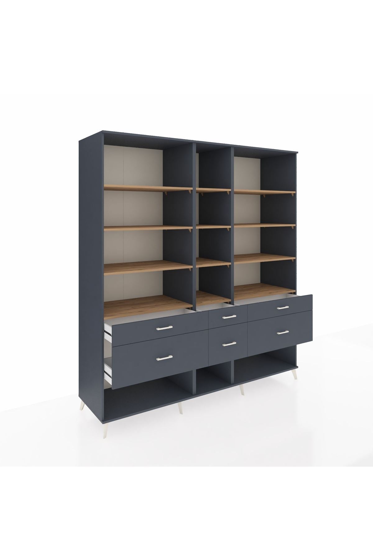 Kronos Dolap 12 Raflı 6 Çekmeceli 220x59x243 - S784M019V11C