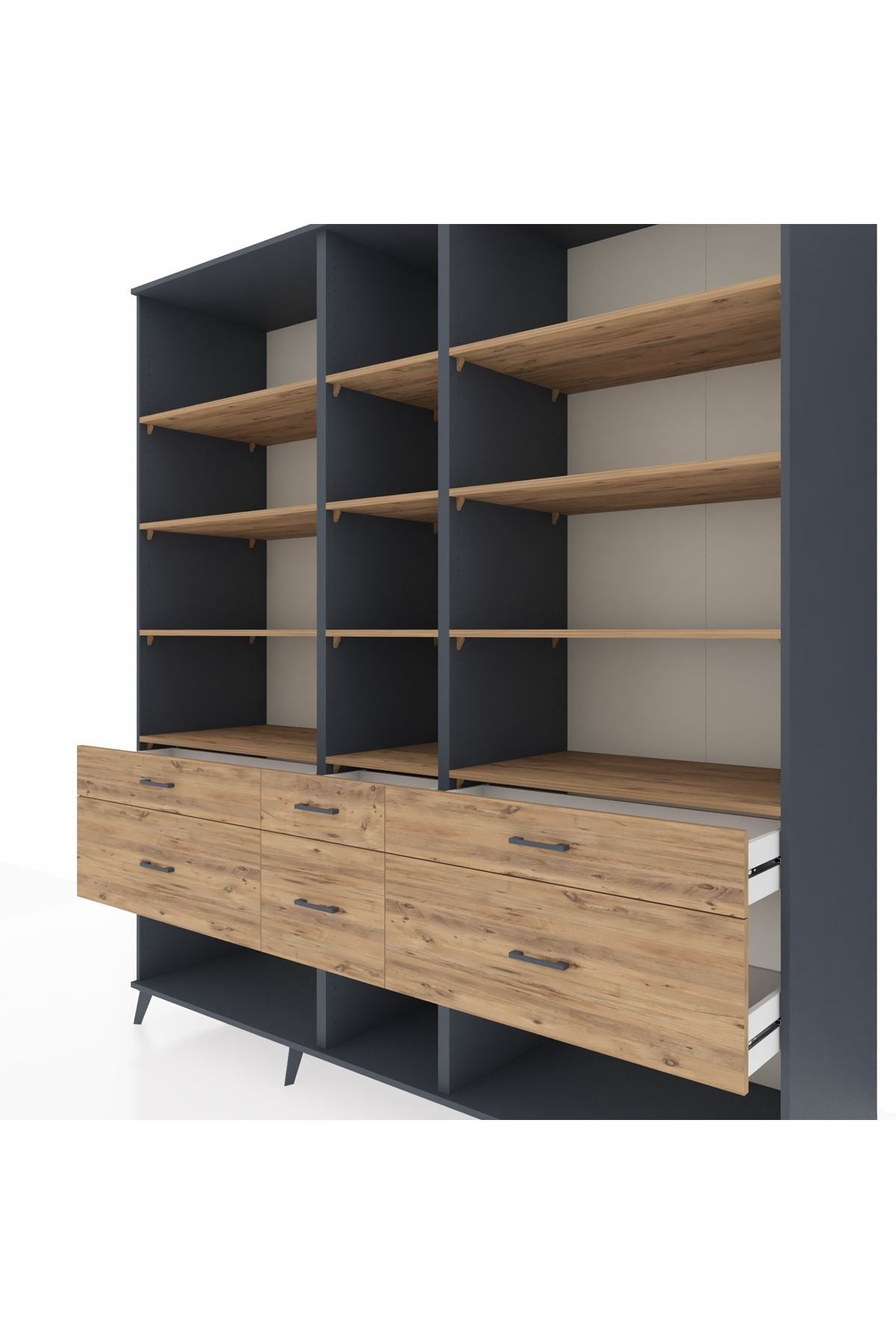 Kronos Dolap 12 Raflı 6 Çekmeceli 220x59x243 - S784M019V12C