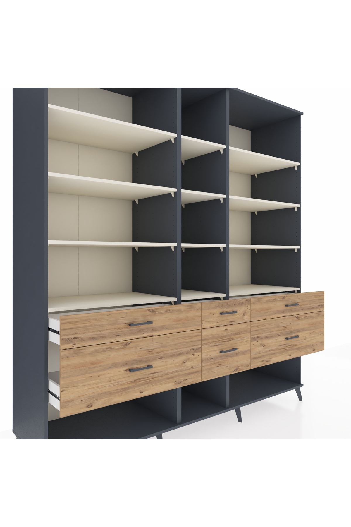 Kronos Dolap 12 Raflı 6 Çekmeceli 220x59x243 - S784M019V15C