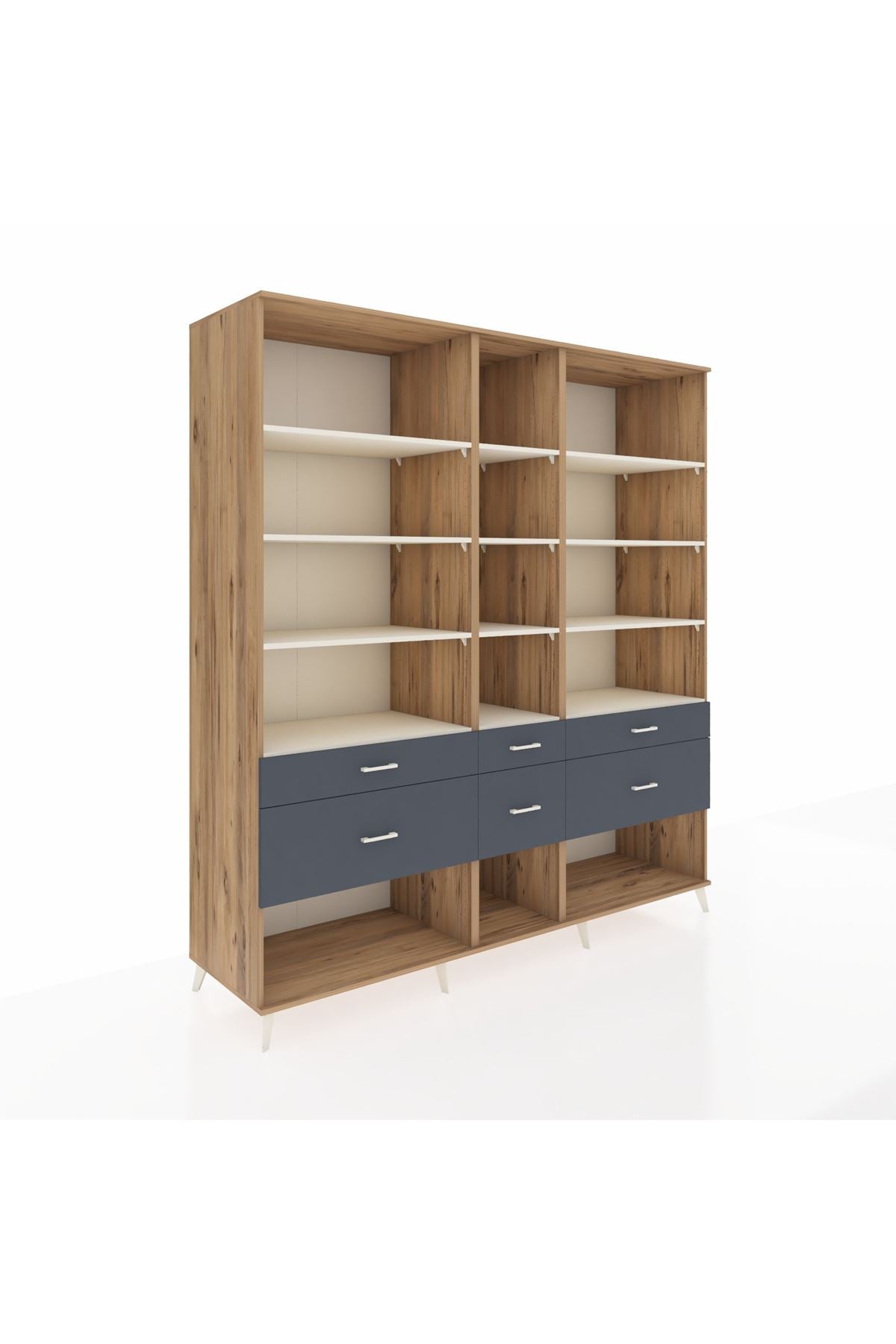 Kronos Dolap 12 Raflı 6 Çekmeceli 220x59x243 - S784M019V23C