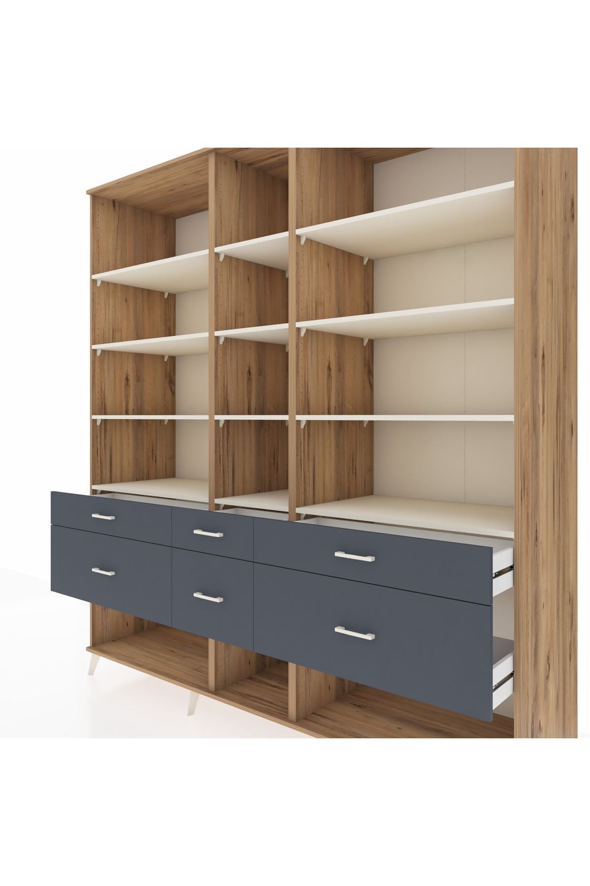 Kronos Dolap 12 Raflı 6 Çekmeceli 220x59x243 - S784M019V23C