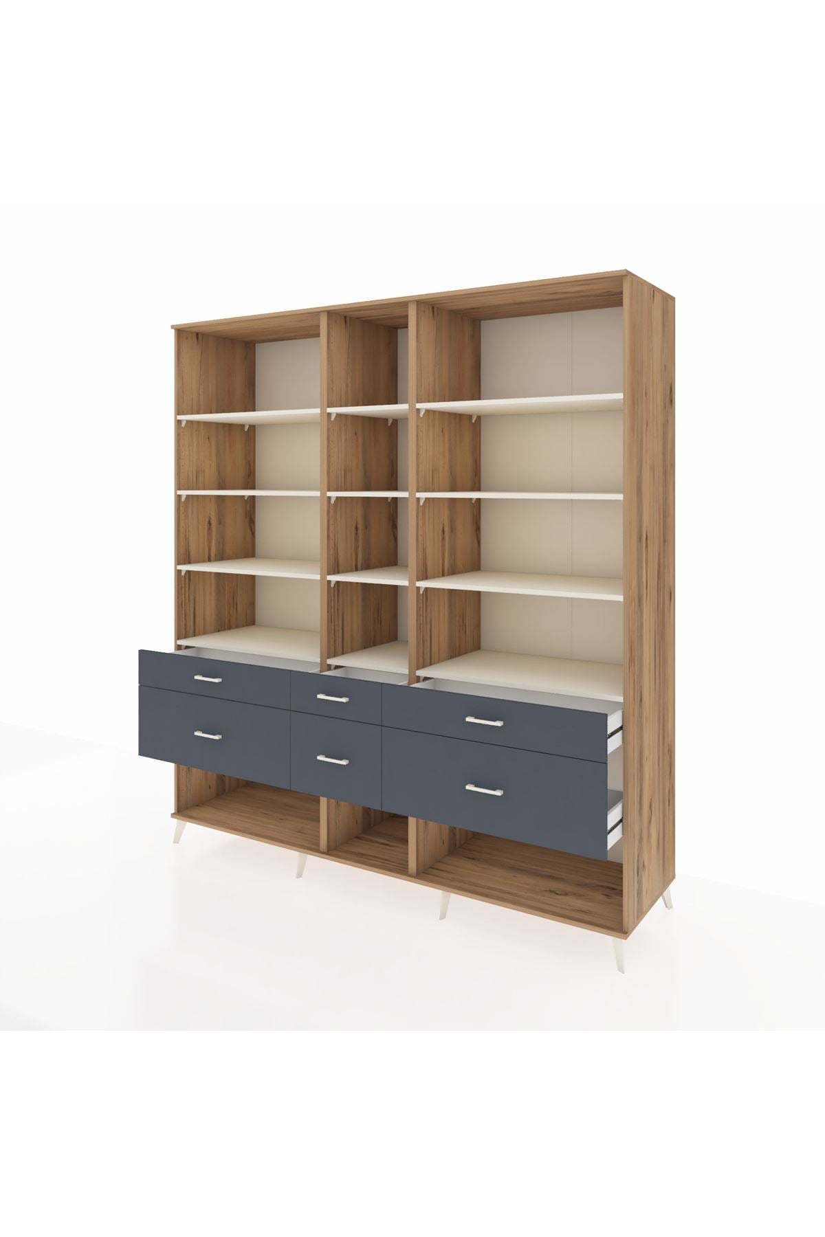 Kronos Dolap 12 Raflı 6 Çekmeceli 220x59x243 - S784M019V23C