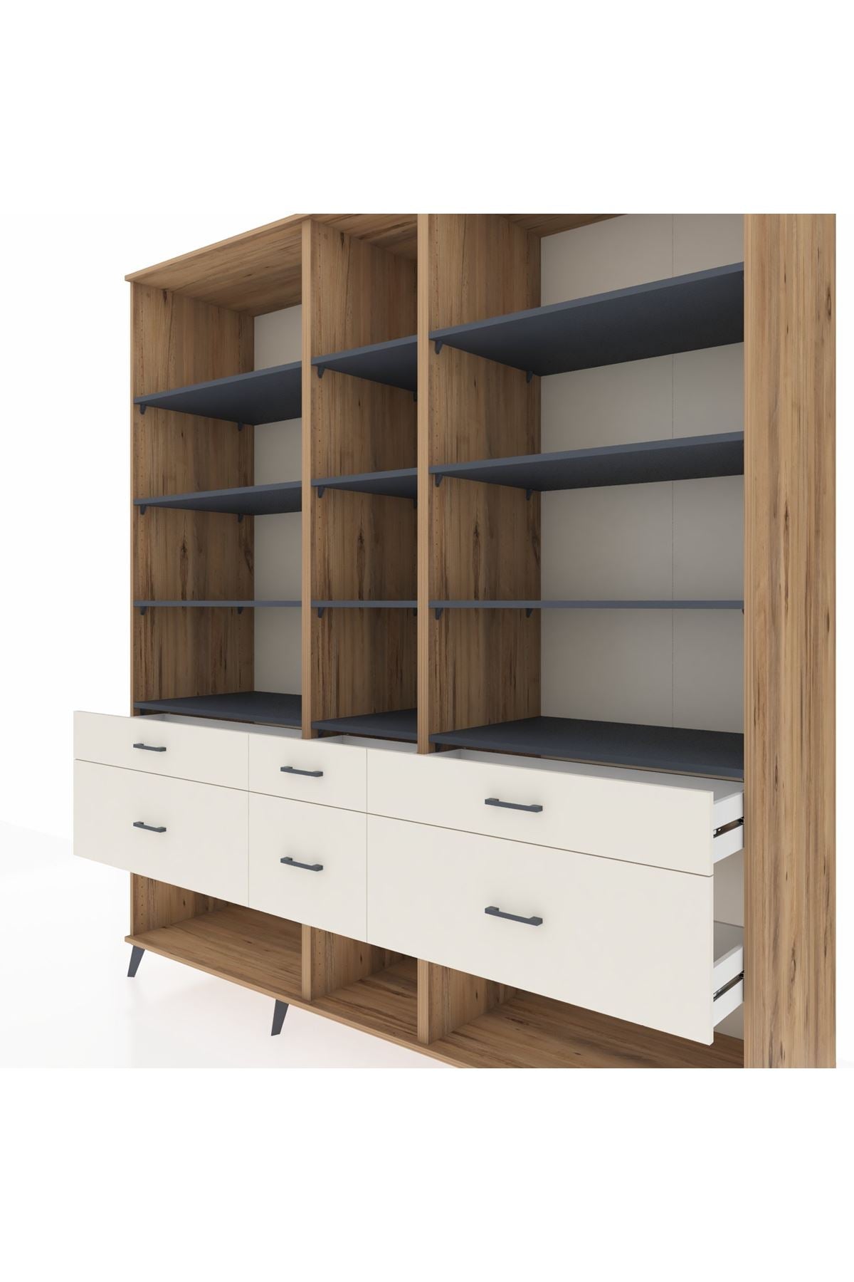 Kronos Dolap 12 Raflı 6 Çekmeceli 220x59x243 - S784M019V25C