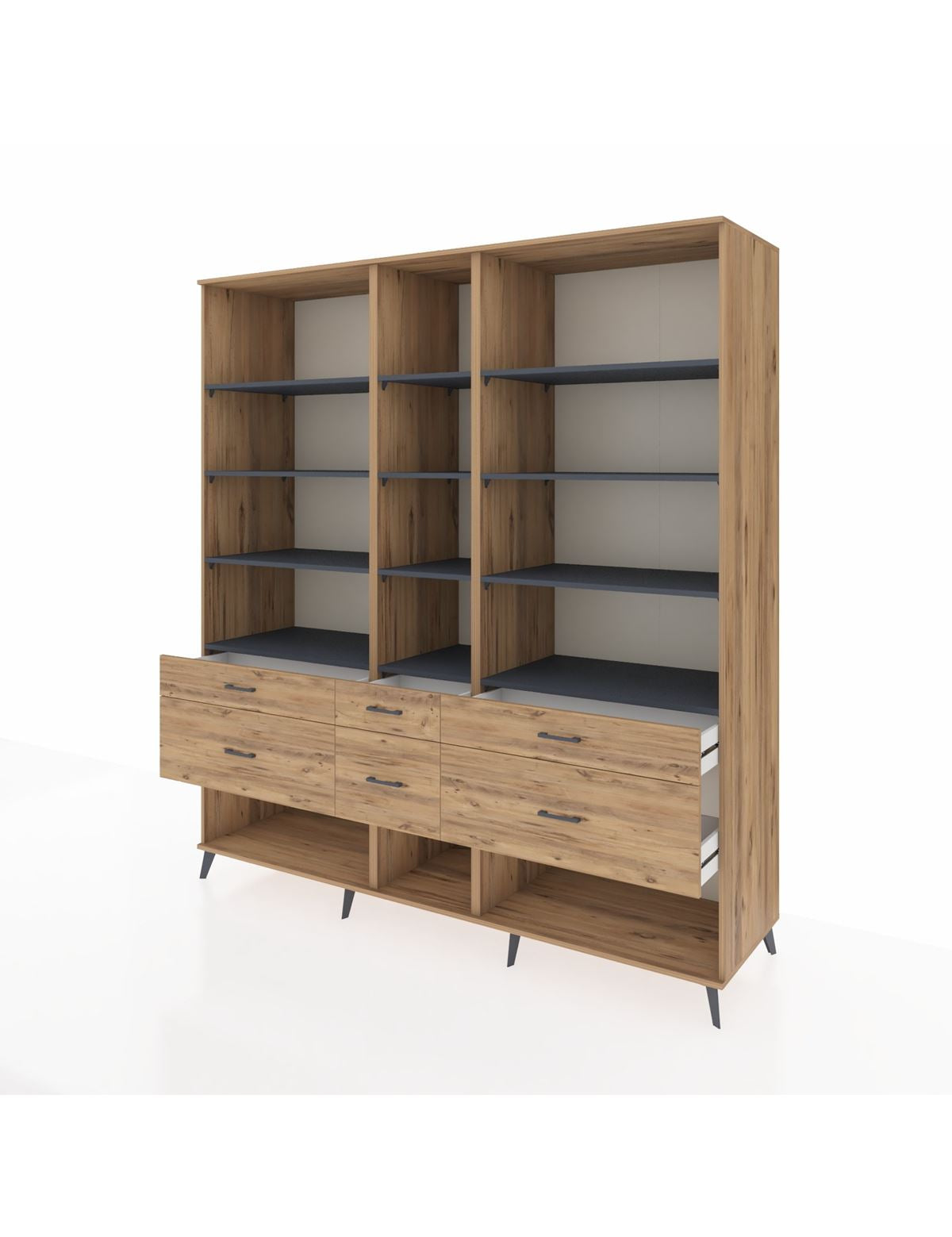 Kronos Dolap 12 Raflı 6 Çekmeceli 220x59x243 - S784M019V27C