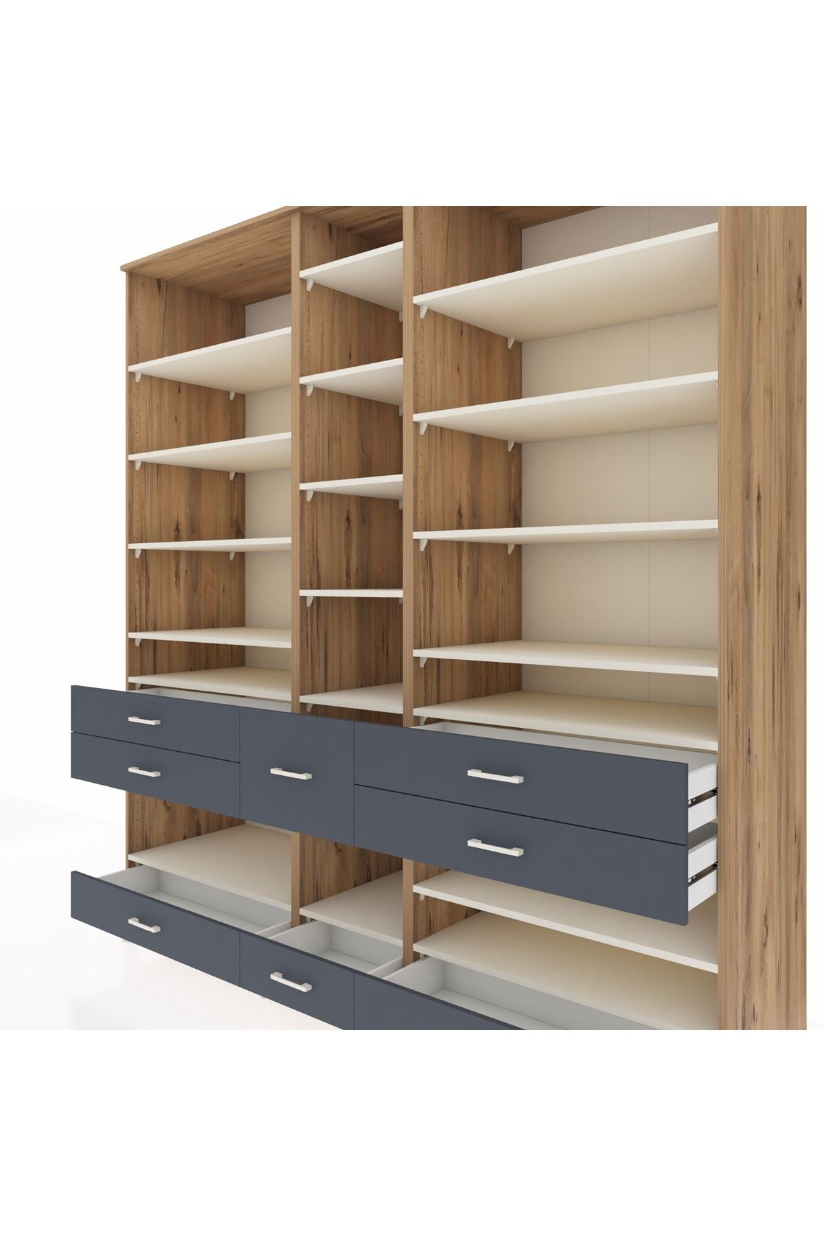 Kronos Dolap 19 Raflı 8 Çekmeceli 220x59x243 - S784M020V23C