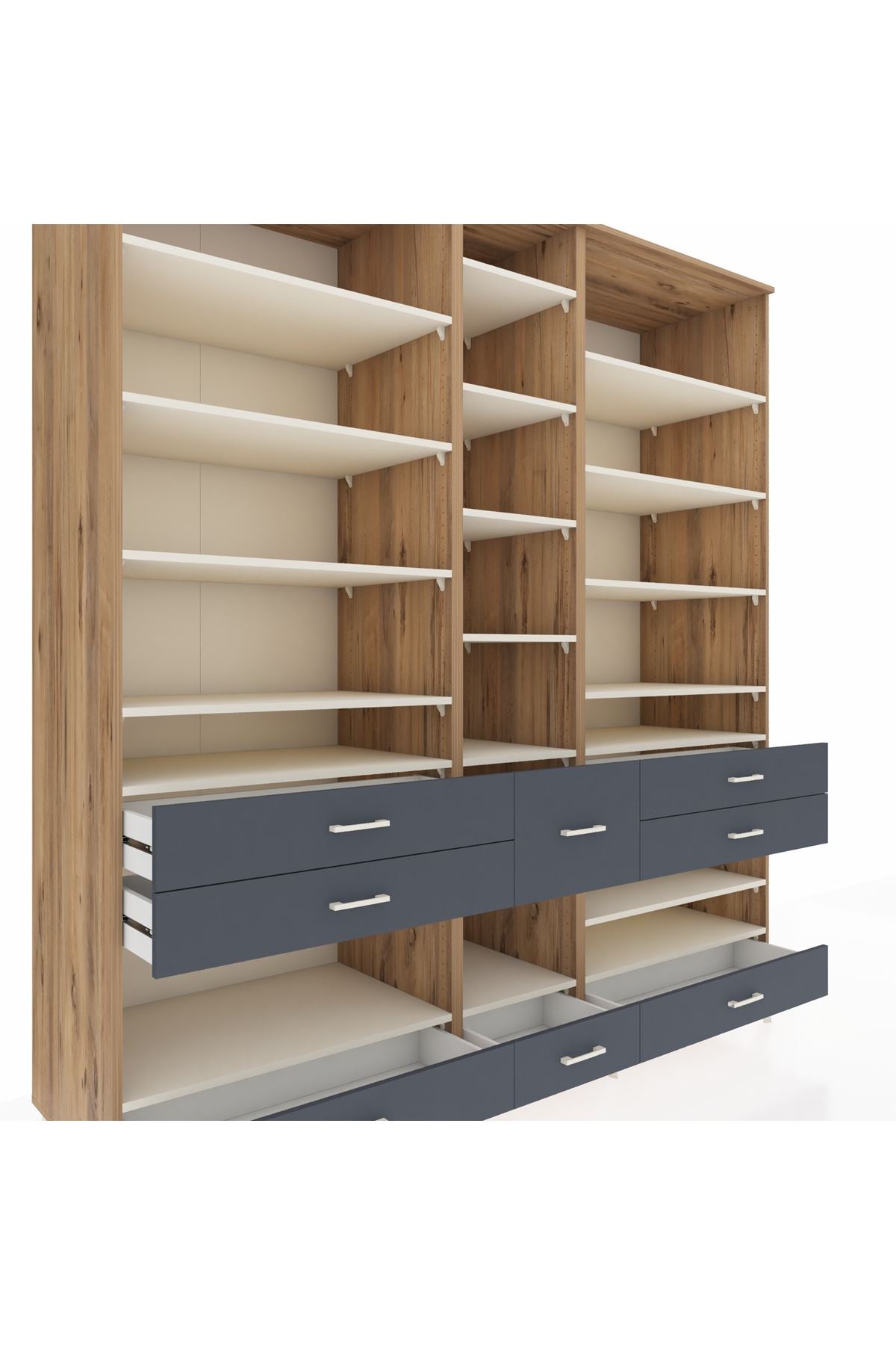 Kronos Dolap 19 Raflı 8 Çekmeceli 220x59x243 - S784M020V23C