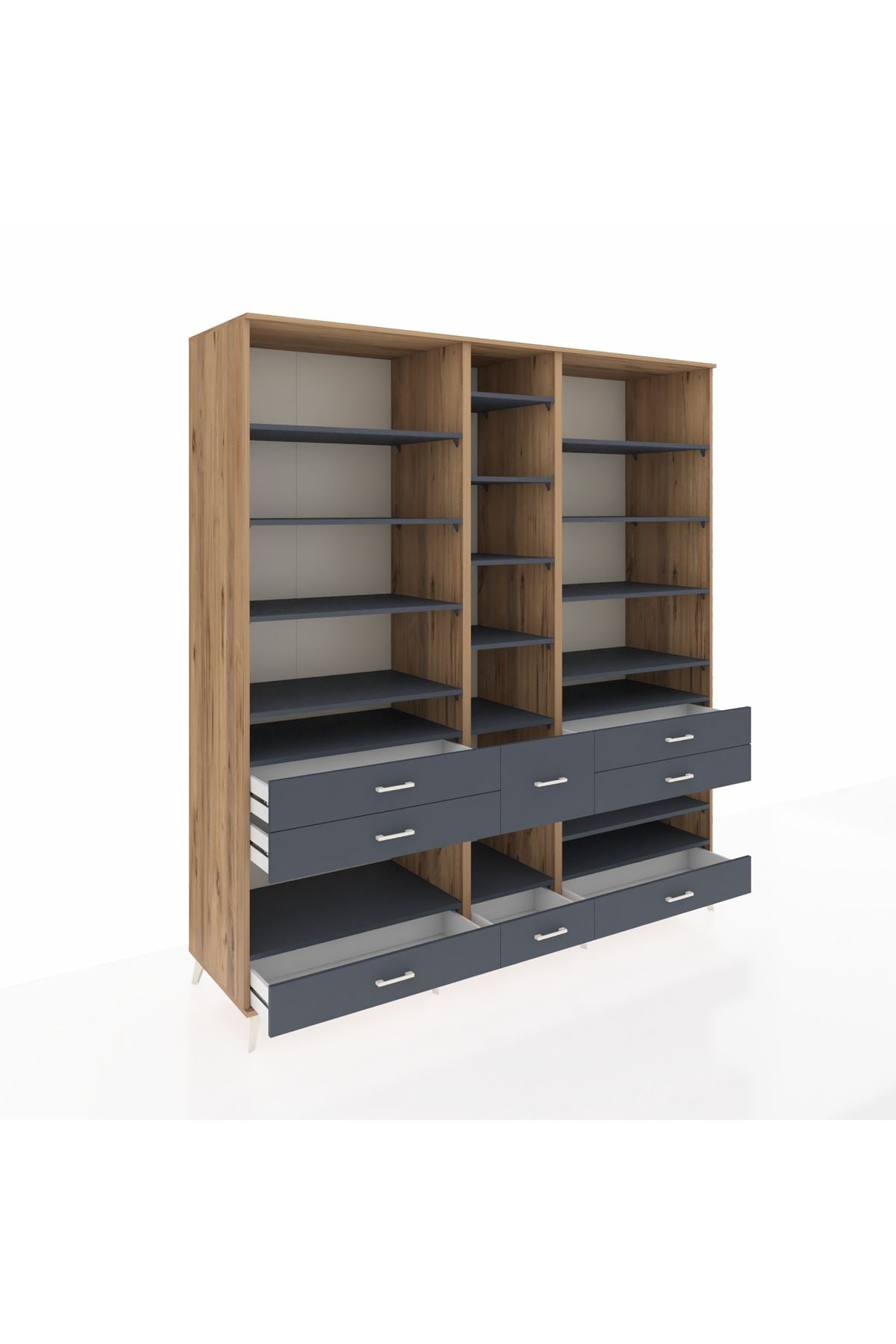 Kronos Dolap 19 Raflı 8 Çekmeceli 220x59x243 - S784M020V26C